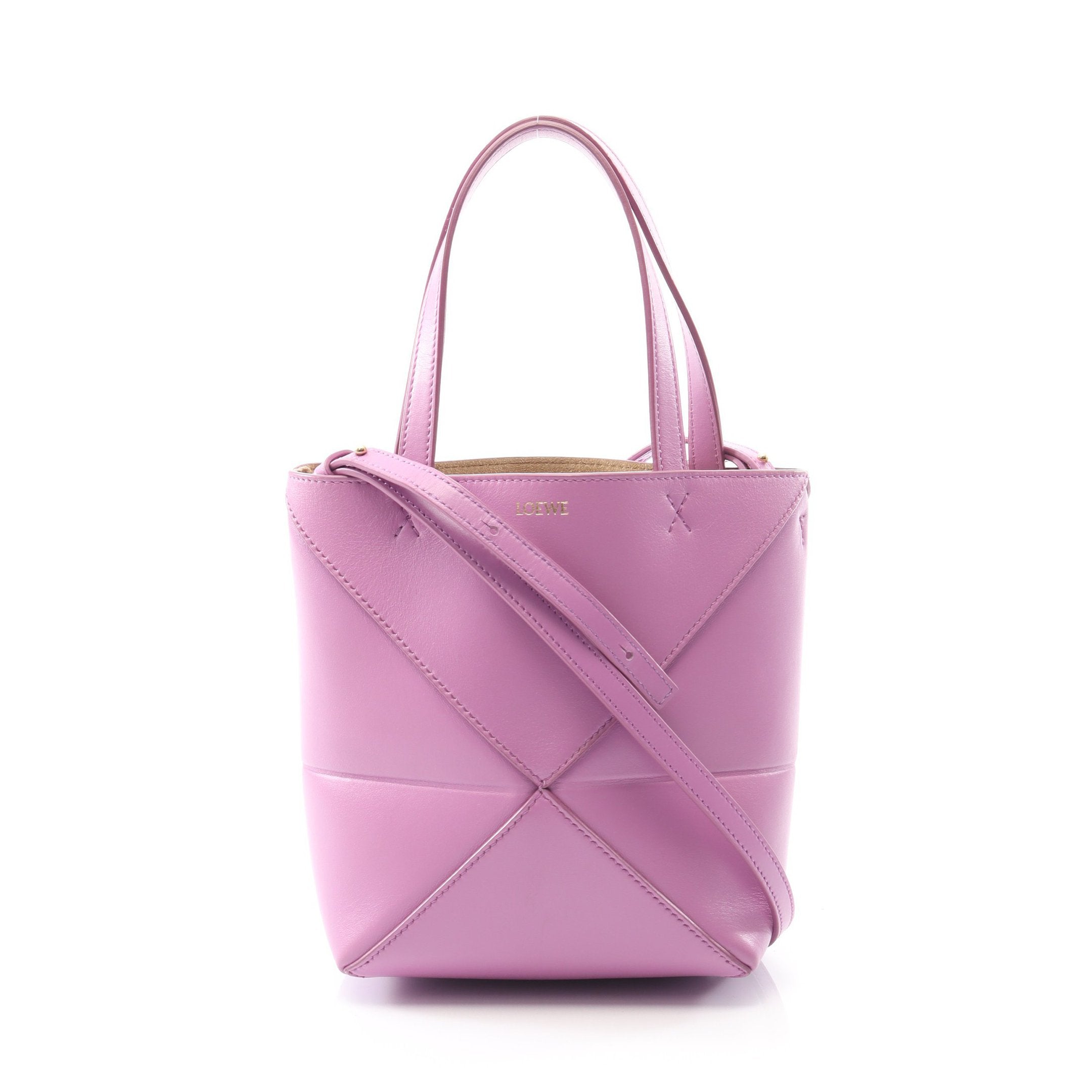 パズルフォルド ミニ ハンドバッグ レザー ライトパープル 2WAY