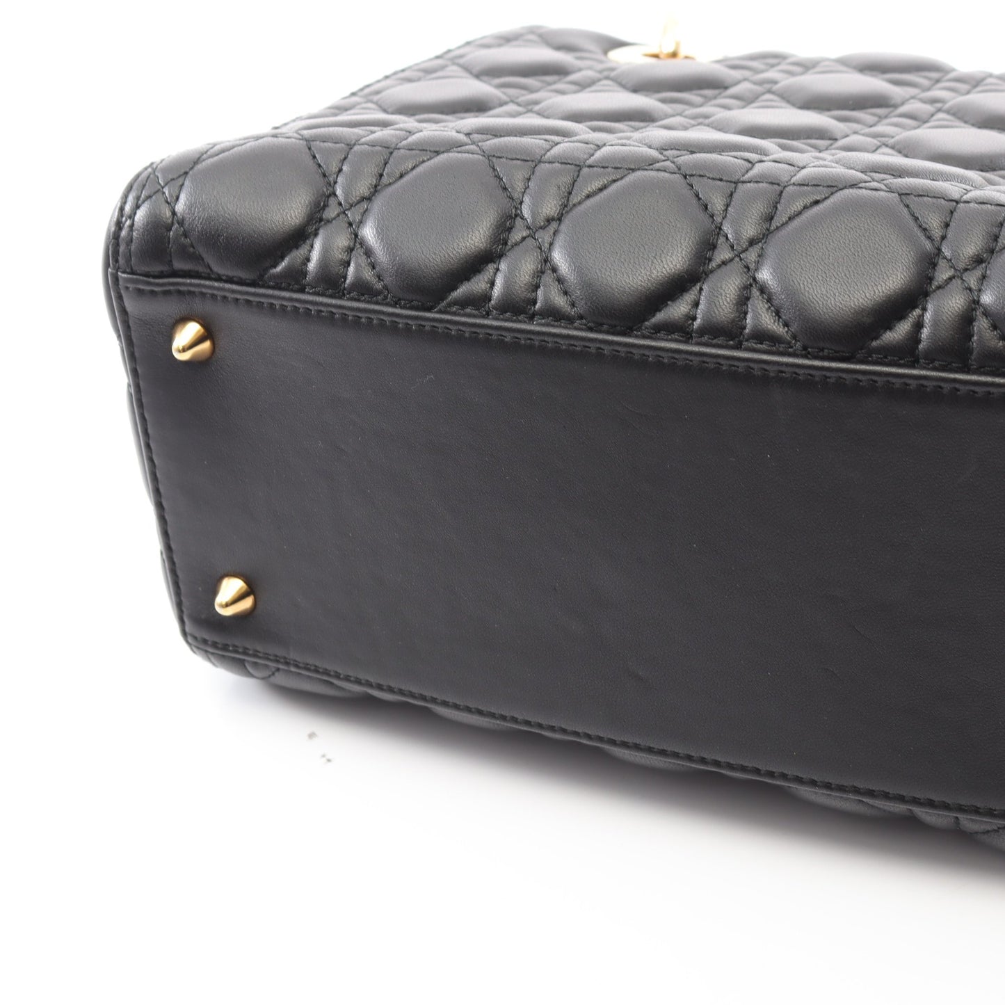 LADY DIOR レディディオール カナージュ ハンドバッグ レザー ブラック 2WAY クリスチャンディオール バッグ Christian Dior