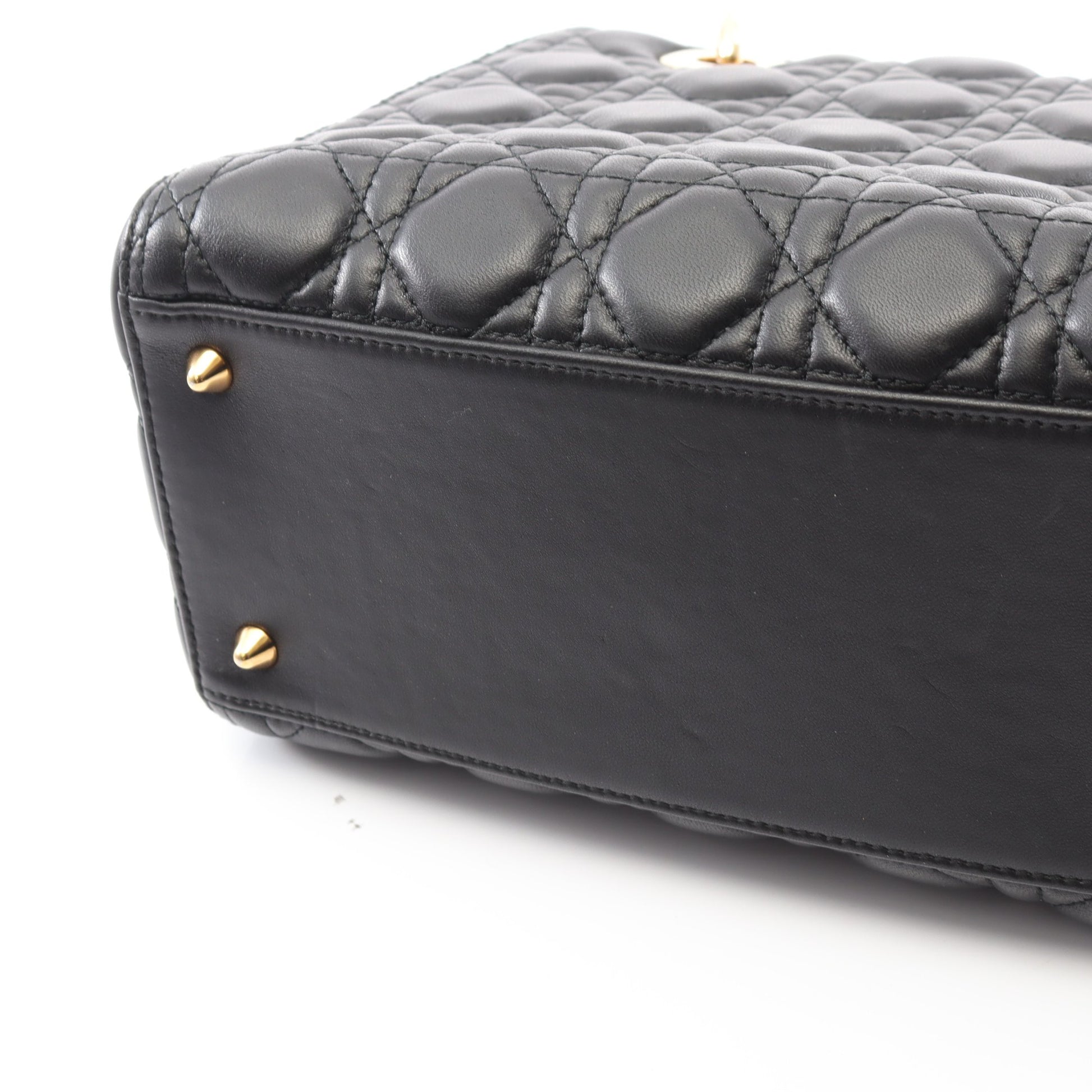 LADY DIOR レディディオール カナージュ ハンドバッグ レザー ブラック 2WAY クリスチャンディオール バッグ Christian Dior