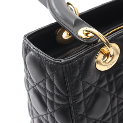 LADY DIOR レディディオール カナージュ ハンドバッグ レザー ブラック 2WAY クリスチャンディオール バッグ Christian Dior