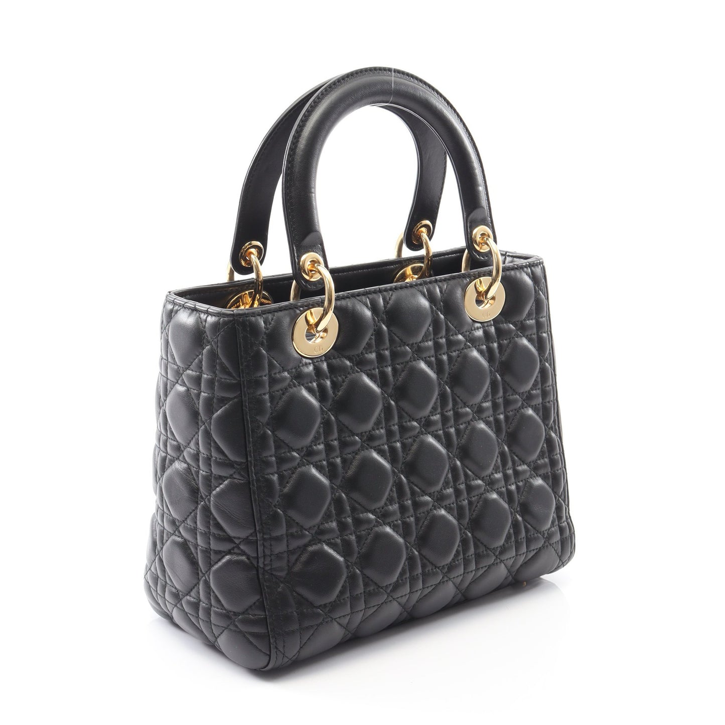 LADY DIOR レディディオール カナージュ ハンドバッグ レザー ブラック 2WAY クリスチャンディオール バッグ Christian Dior