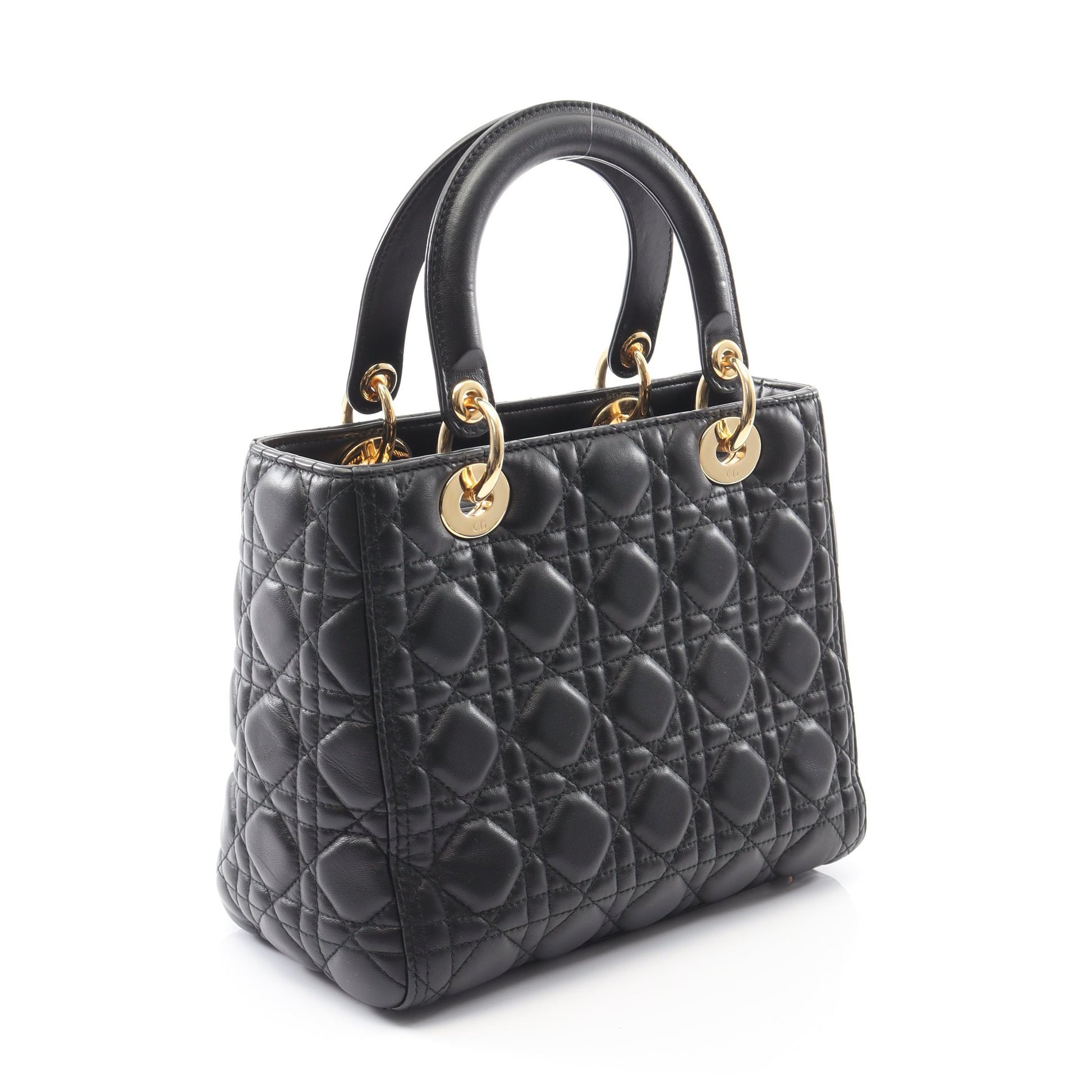 LADY DIOR レディディオール カナージュ ハンドバッグ レザー ブラック 2WAY クリスチャンディオール バッグ Christian Dior