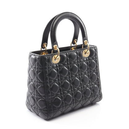 LADY DIOR レディディオール カナージュ ハンドバッグ レザー ブラック 2WAY クリスチャンディオール バッグ Christian Dior