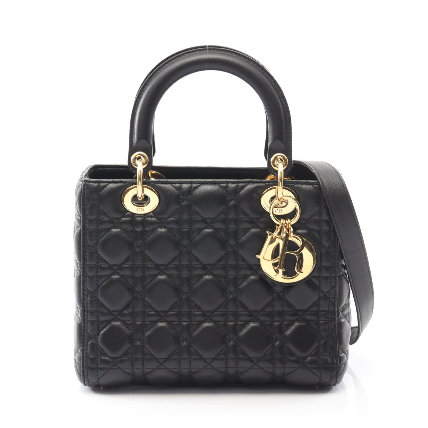 LADY DIOR レディディオール カナージュ ハンドバッグ レザー ブラック 2WAY クリスチャンディオール バッグ Christian Dior