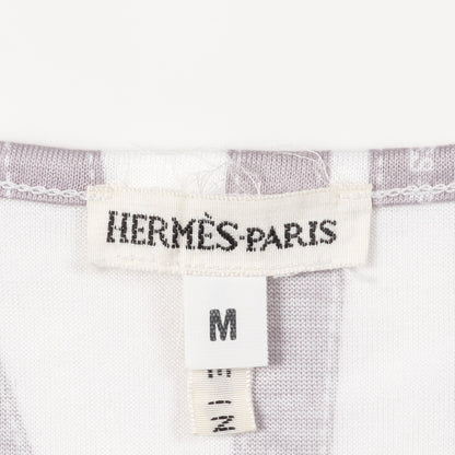 カットソー 半袖 ボルデュックリボン コットン ホワイト パープル エルメス トップス HERMES