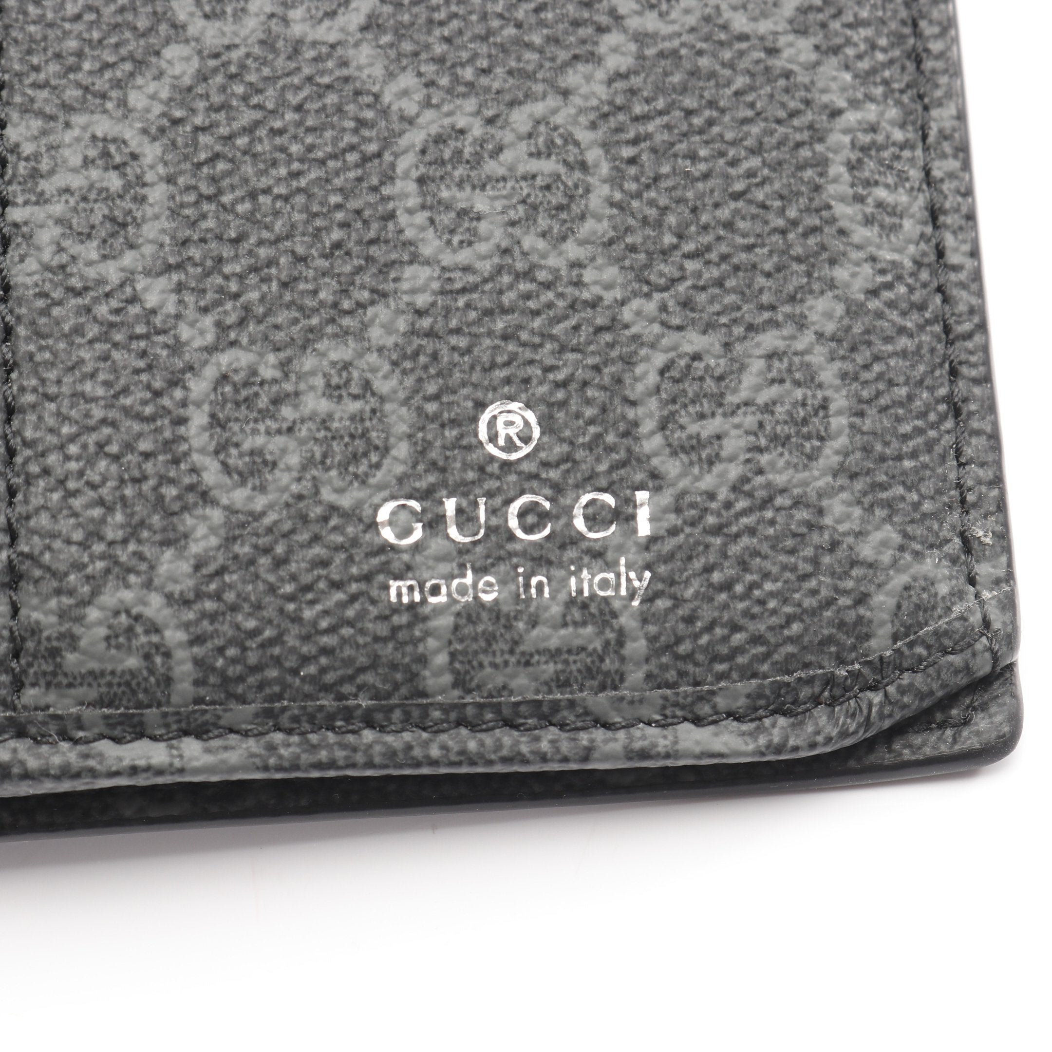 GG ファブリック ロングウォレット 二つ折り長財布 レザー ブラック