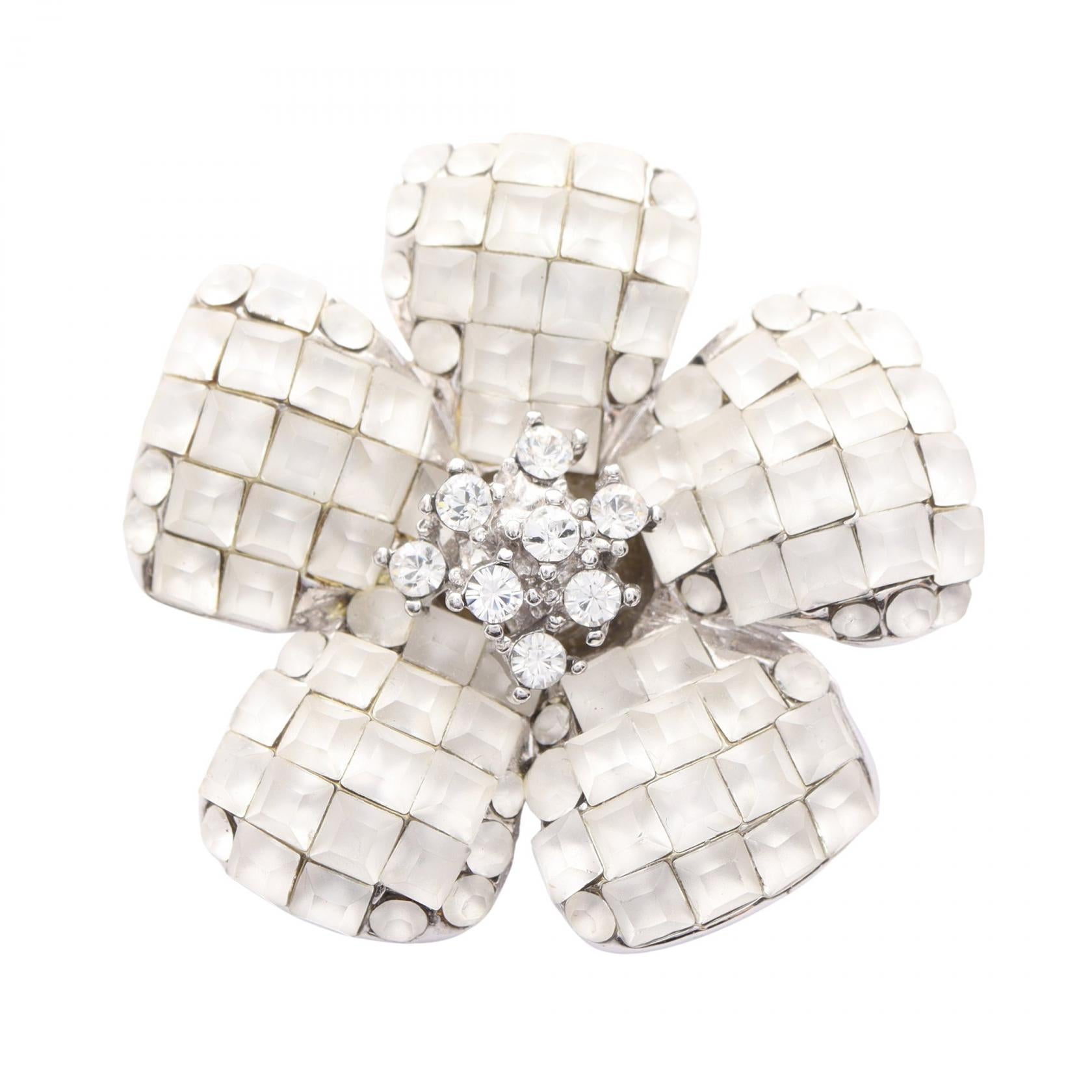 107 ムーンストーン シルバー ブローチ フラワー GEORG JENSEN 107