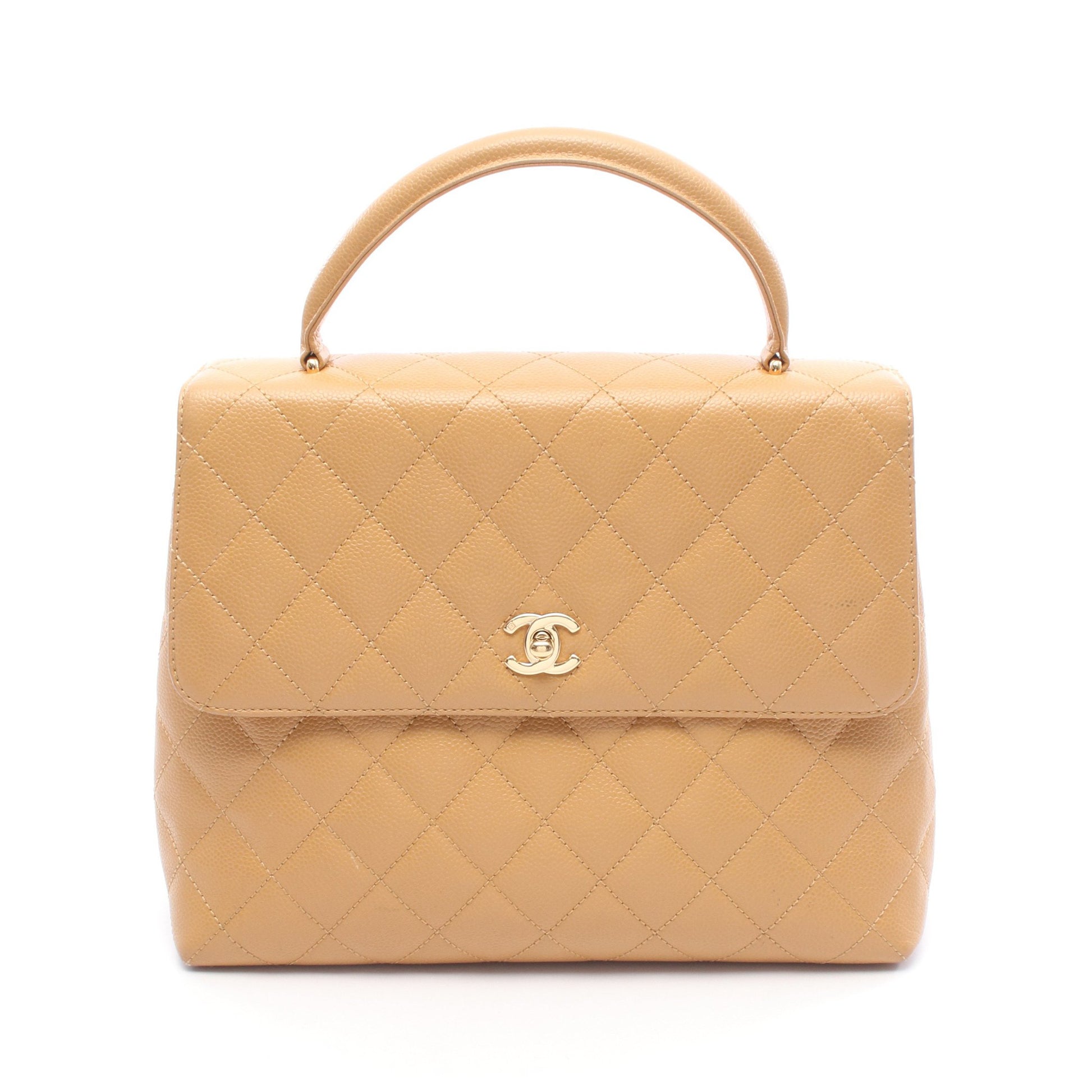 マトラッセ ハンドバッグ キャビアスキン ライトブラウン ゴールド金具 シャネル バッグ CHANEL