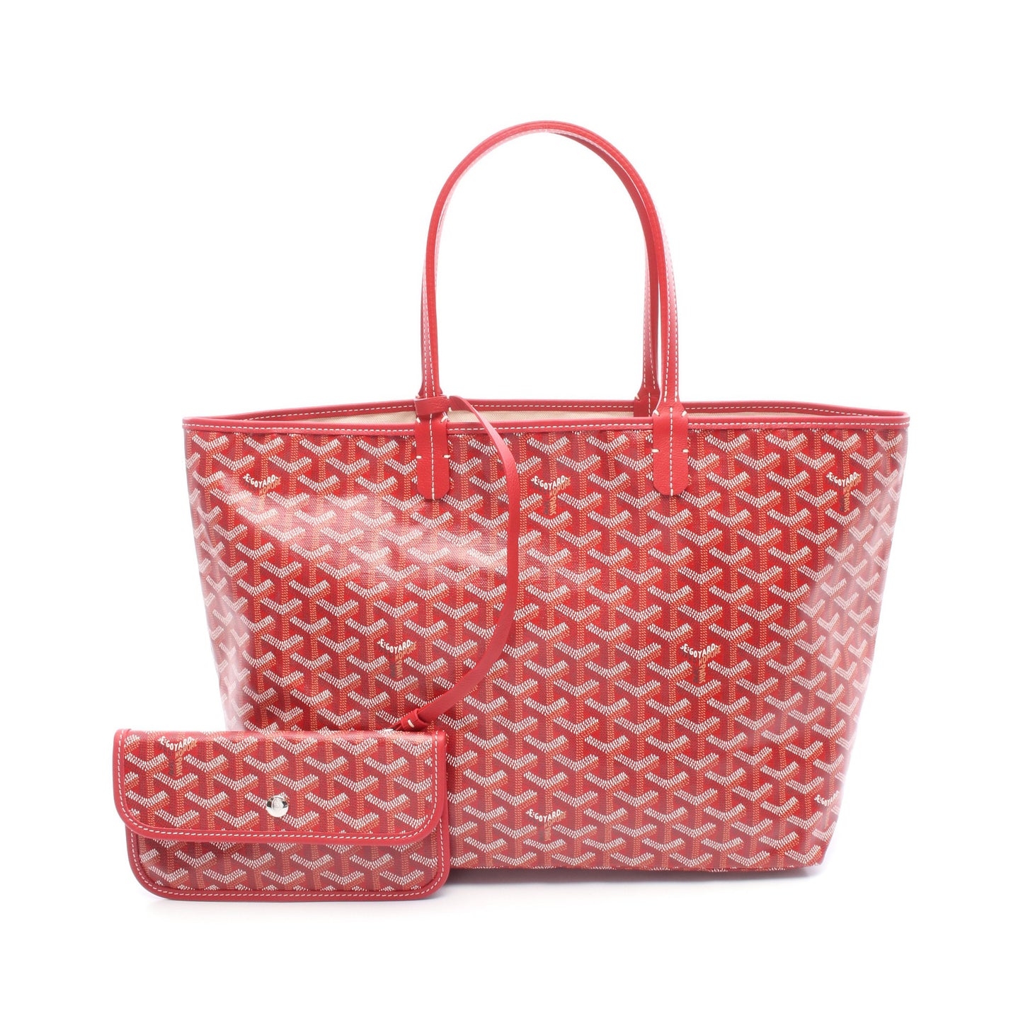 サンルイPM ハンドバッグ トートバッグ コーティングキャンバス レザー レッド ホワイト ゴヤール バッグ GOYARD