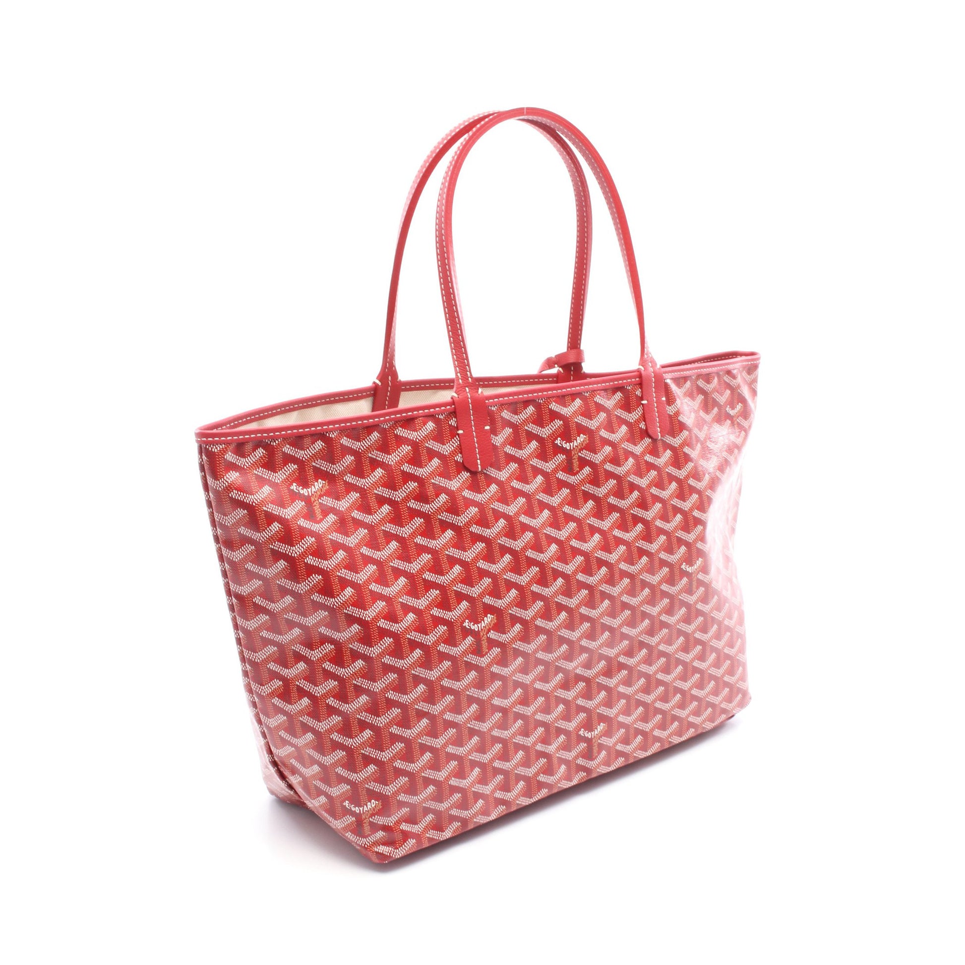 サンルイPM ハンドバッグ トートバッグ コーティングキャンバス レザー レッド ホワイト ゴヤール バッグ GOYARD