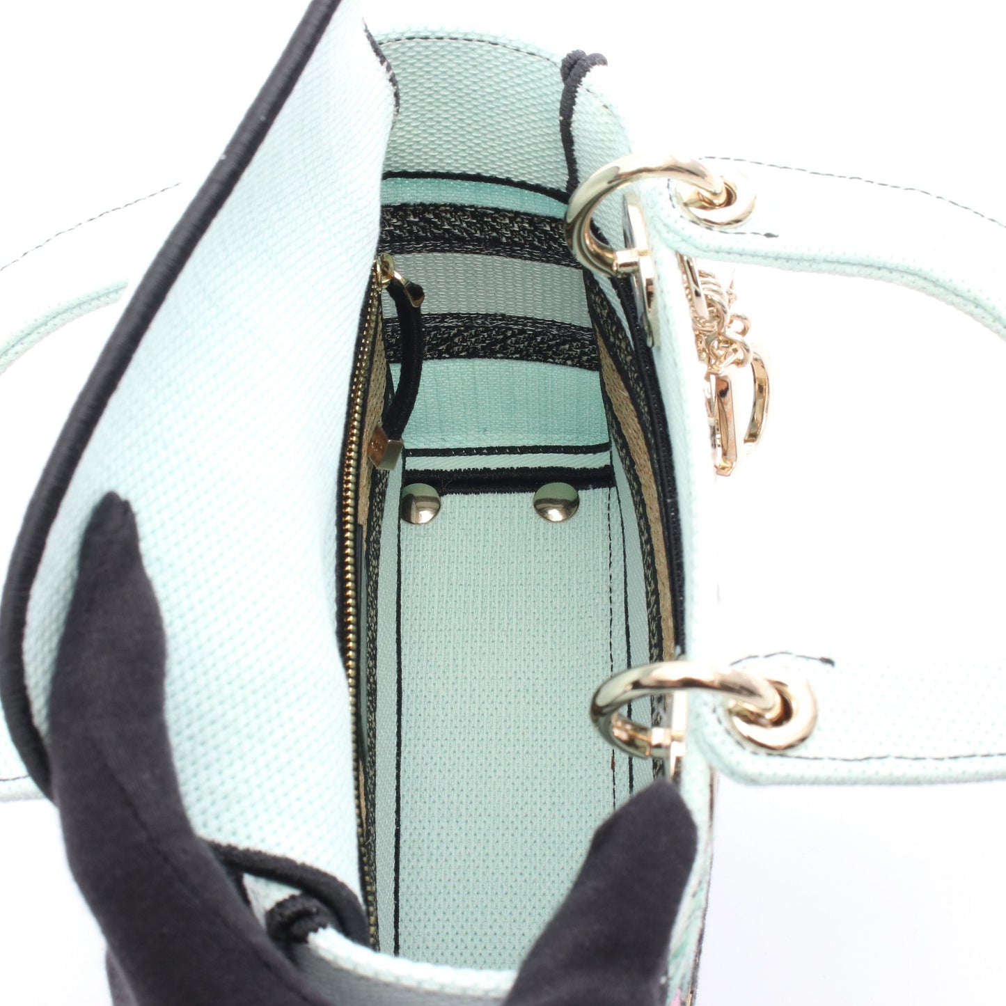 LADY D-LITE スモール ハンドバッグ キャンバス ライトグリーン ブラック マルチカラー 2WAY クリスチャンディオール バッグ Christian Dior