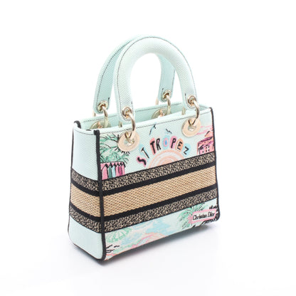 LADY D-LITE スモール ハンドバッグ キャンバス ライトグリーン ブラック マルチカラー 2WAY クリスチャンディオール バッグ Christian Dior