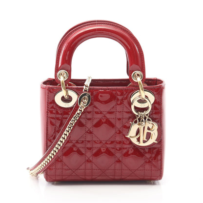 レディディオール ミニ カナージュ ハンドバッグ エナメルレザー レッド 2WAY クリスチャンディオール バッグ Christian Dior