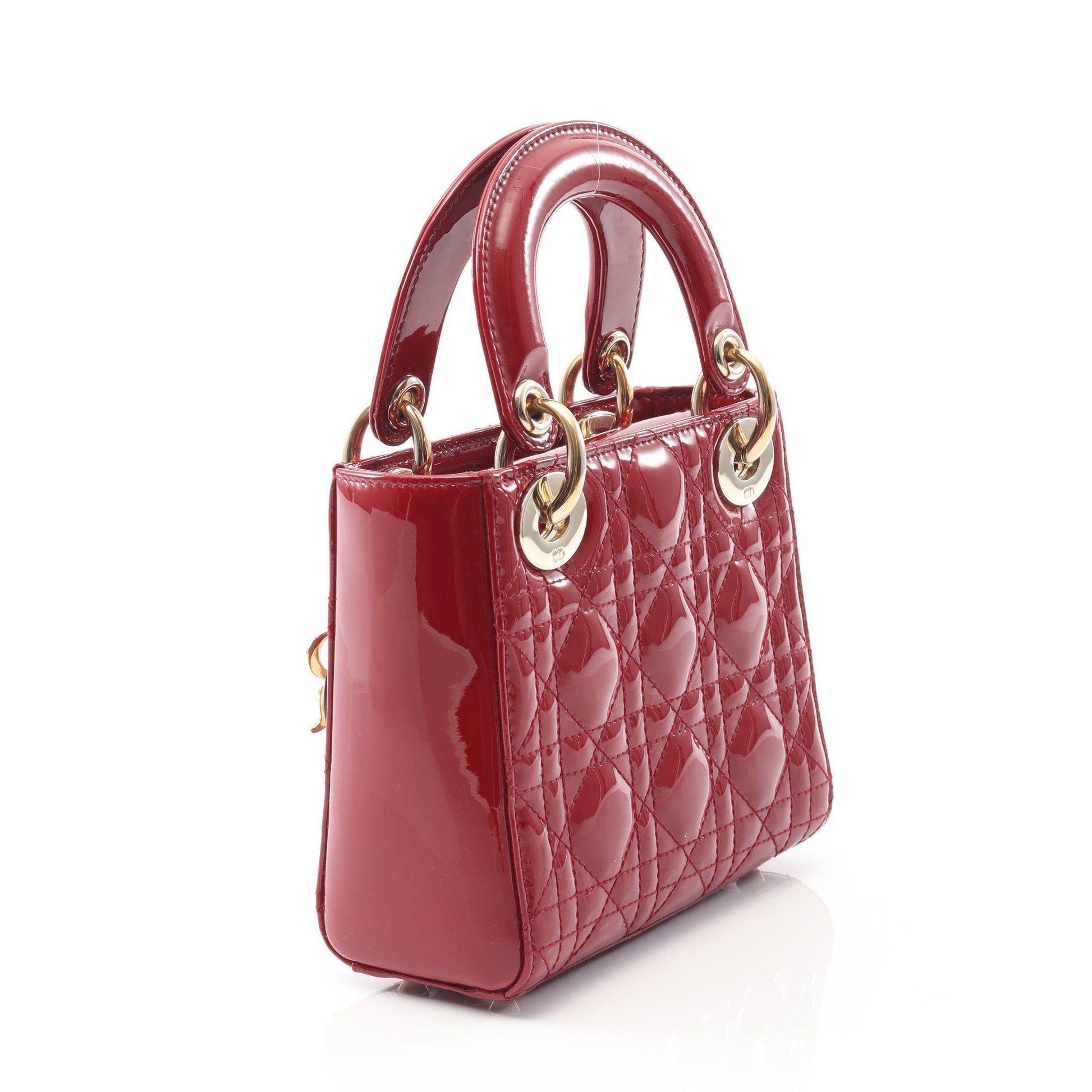 レディディオール ミニ カナージュ ハンドバッグ エナメルレザー レッド 2WAY クリスチャンディオール バッグ Christian Dior