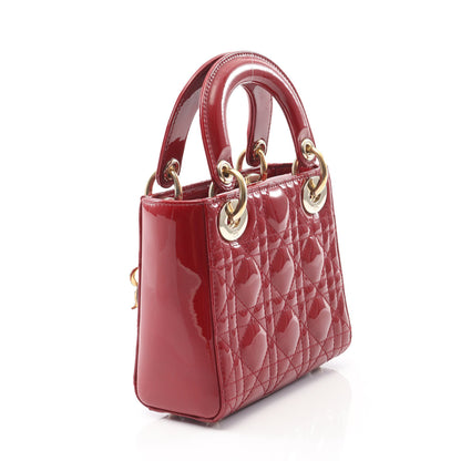 レディディオール ミニ カナージュ ハンドバッグ エナメルレザー レッド 2WAY クリスチャンディオール バッグ Christian Dior