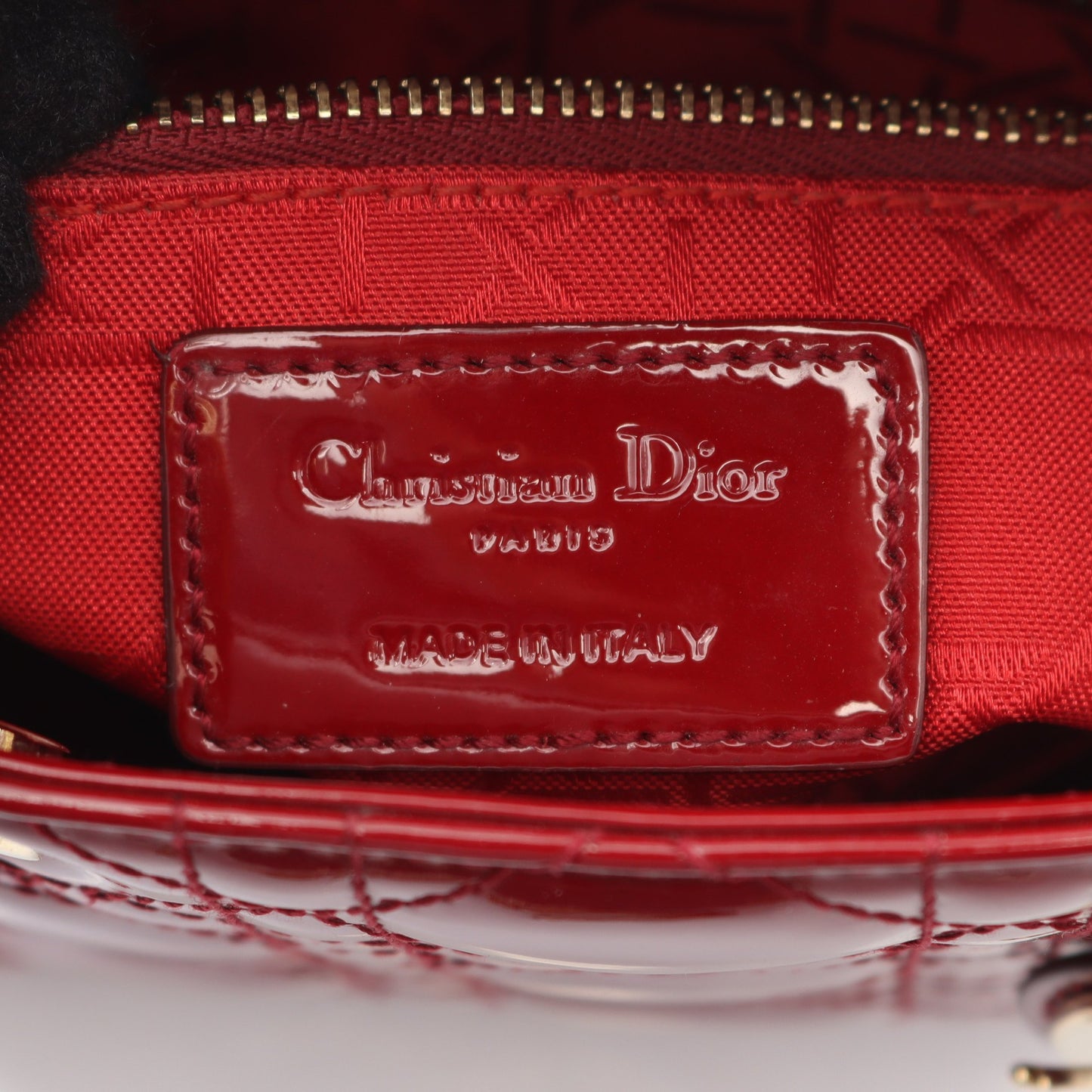 レディディオール ミニ カナージュ ハンドバッグ エナメルレザー レッド 2WAY クリスチャンディオール バッグ Christian Dior