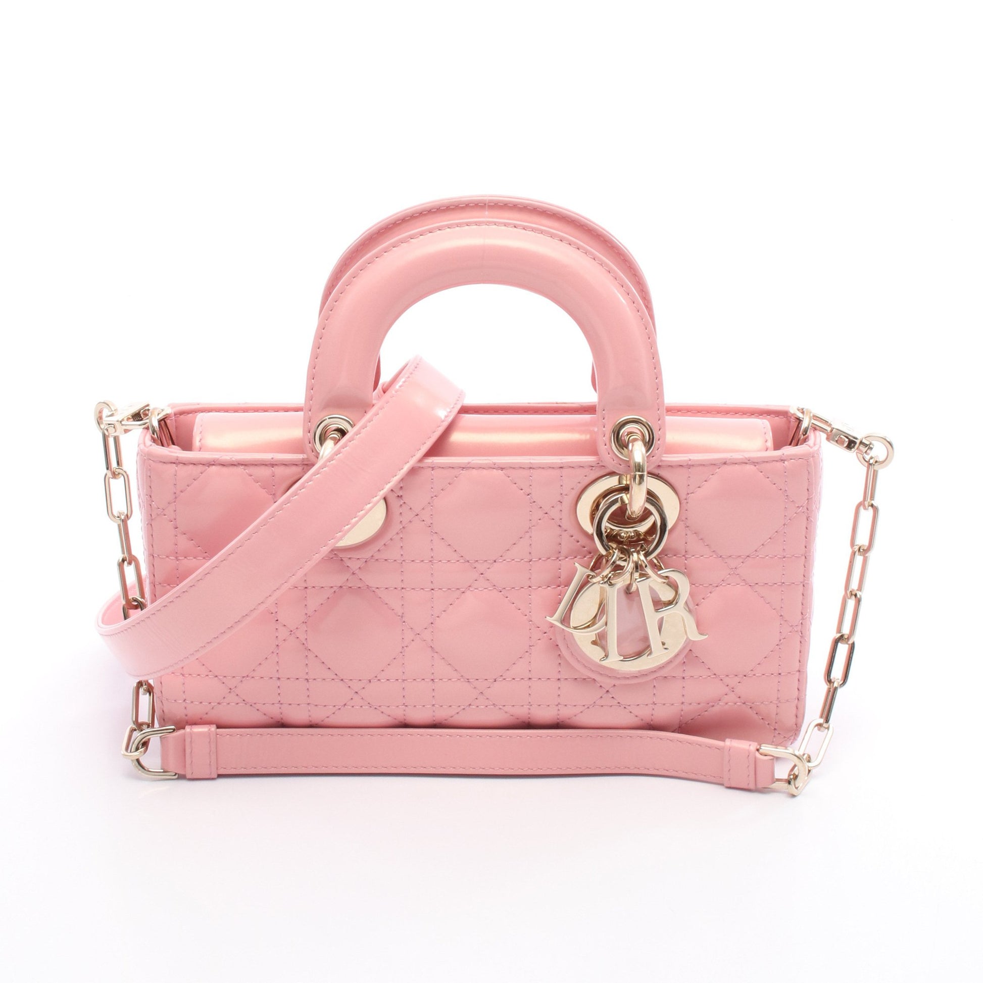 Lady D-Joy スモール カナージュ ハンドバッグ レザー ピンク 3WAY クリスチャンディオール バッグ Christian Dior