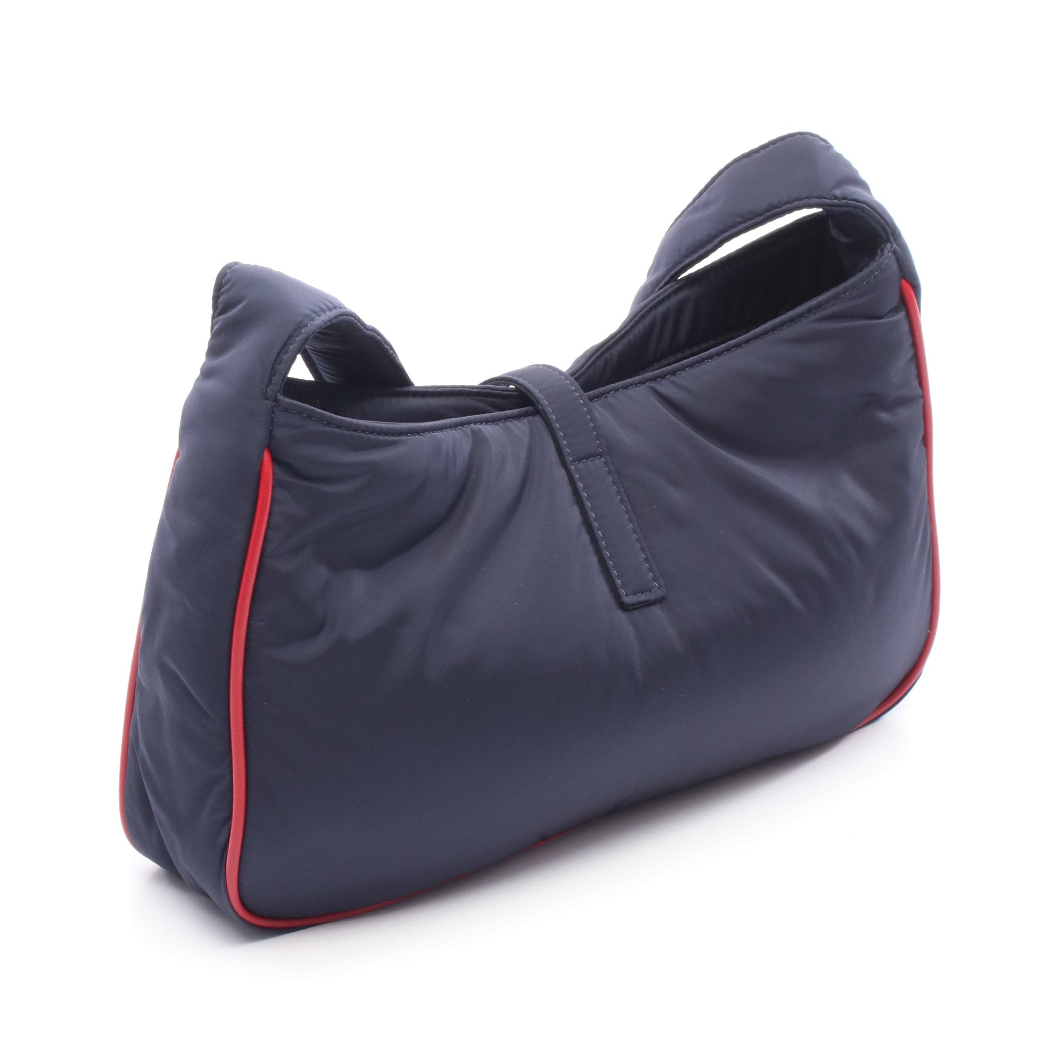 ル サンカセット ショルダーバッグ ナイロン レザー ネイビー レッド