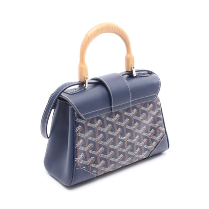 サイゴン ミニ ソフトバッグ ハンドバッグ コーティングキャンバス レザー ネイビー ホワイト ブラウン バッグ GOYARD
