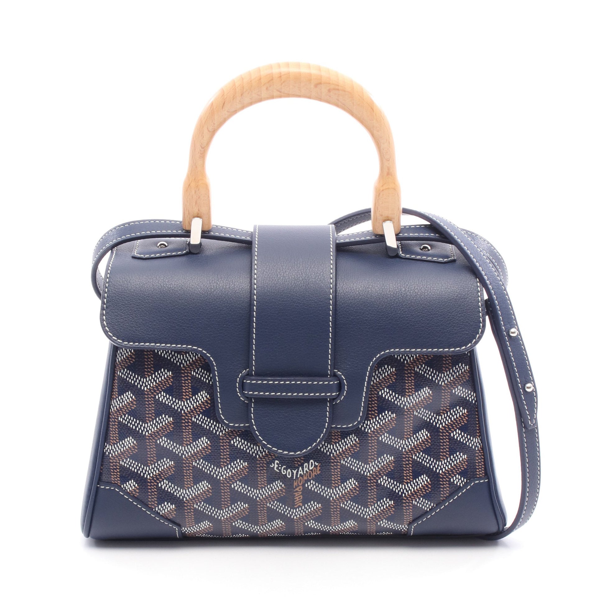 サイゴン ミニ ソフトバッグ ハンドバッグ コーティングキャンバス レザー ネイビー ホワイト ブラウン バッグ GOYARD