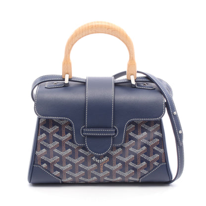 サイゴン ミニ ソフトバッグ ハンドバッグ コーティングキャンバス レザー ネイビー ホワイト ブラウン バッグ GOYARD