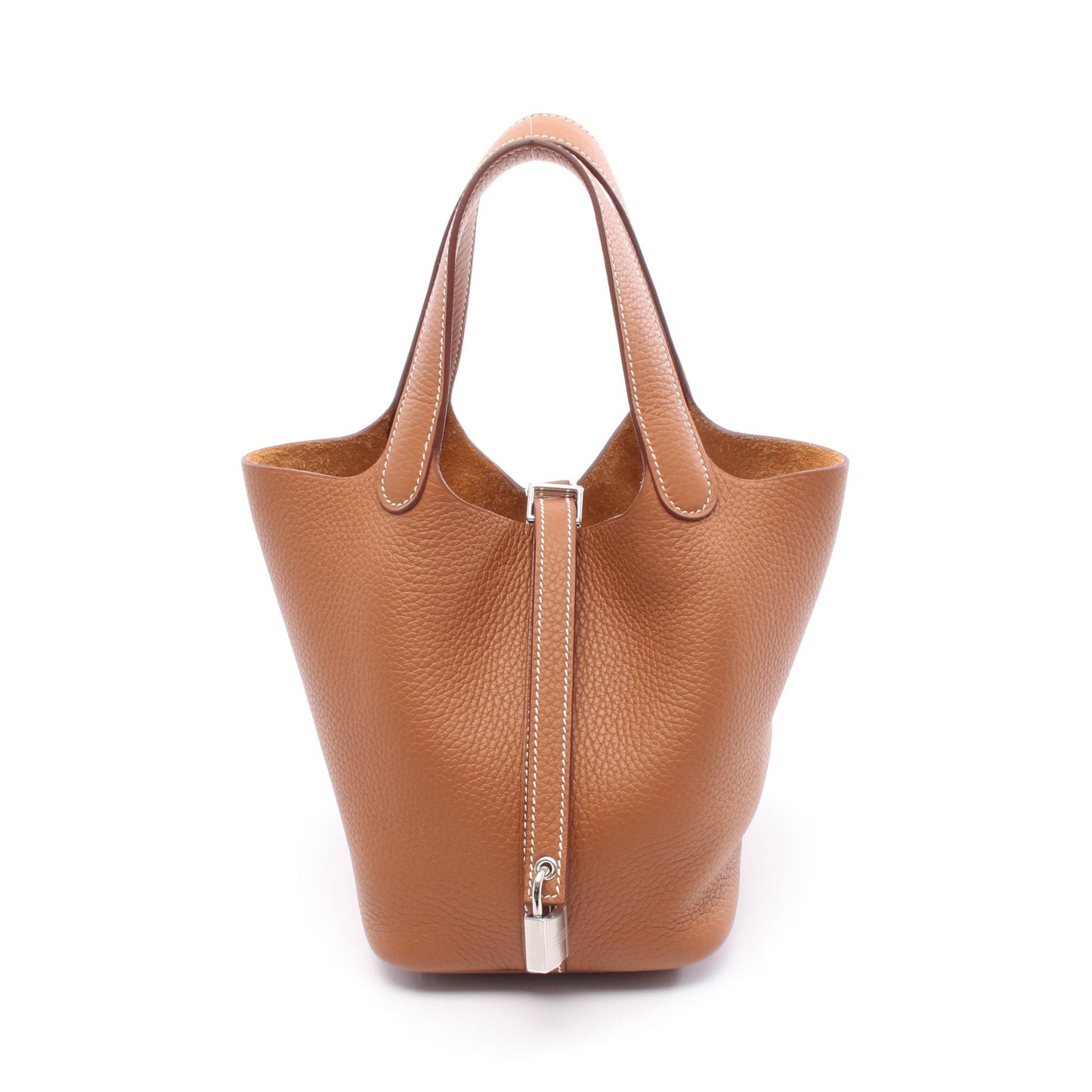ピコタンロックPM ゴールド ハンドバッグ トリヨンクレマンス ブラウン シルバー金具 K刻印 エルメス バッグ HERMES