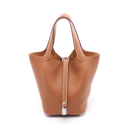 ピコタンロックPM ゴールド ハンドバッグ トリヨンクレマンス ブラウン シルバー金具 K刻印 エルメス バッグ HERMES