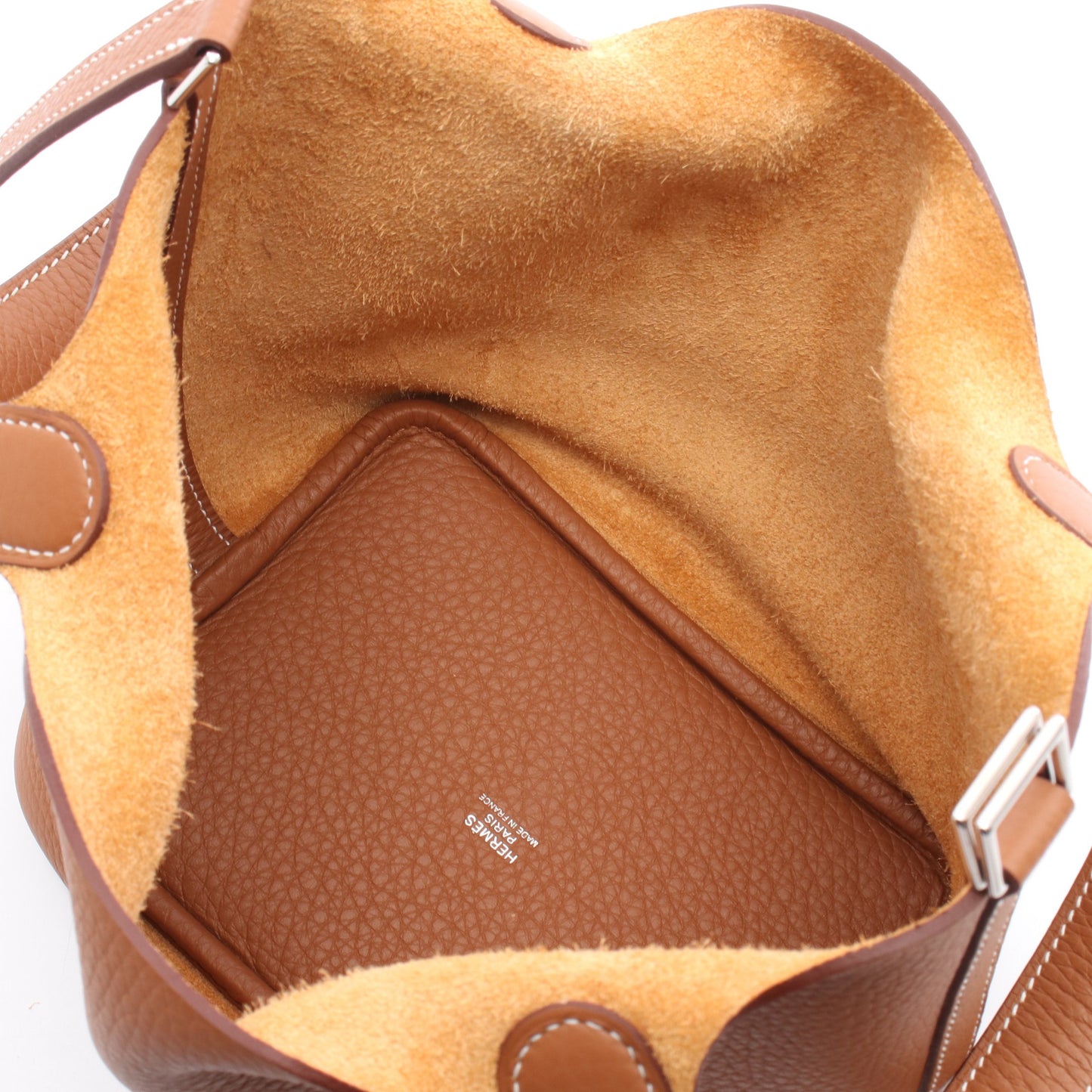 ピコタンロックPM ゴールド ハンドバッグ トリヨンクレマンス ブラウン シルバー金具 K刻印 エルメス バッグ HERMES