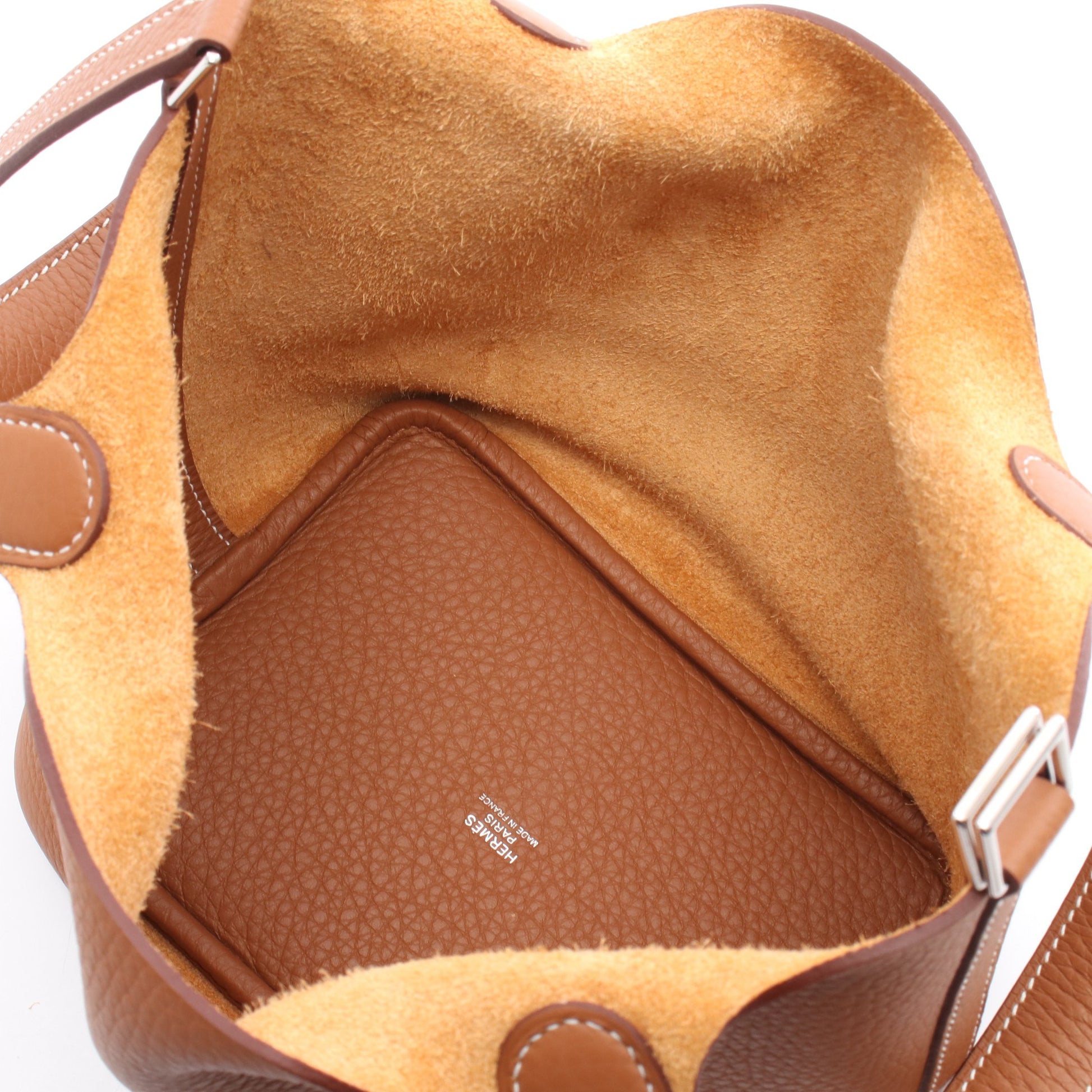 ピコタンロックPM ゴールド ハンドバッグ トリヨンクレマンス ブラウン シルバー金具 K刻印 エルメス バッグ HERMES