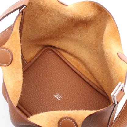 ピコタンロックPM ゴールド ハンドバッグ トリヨンクレマンス ブラウン シルバー金具 K刻印 エルメス バッグ HERMES