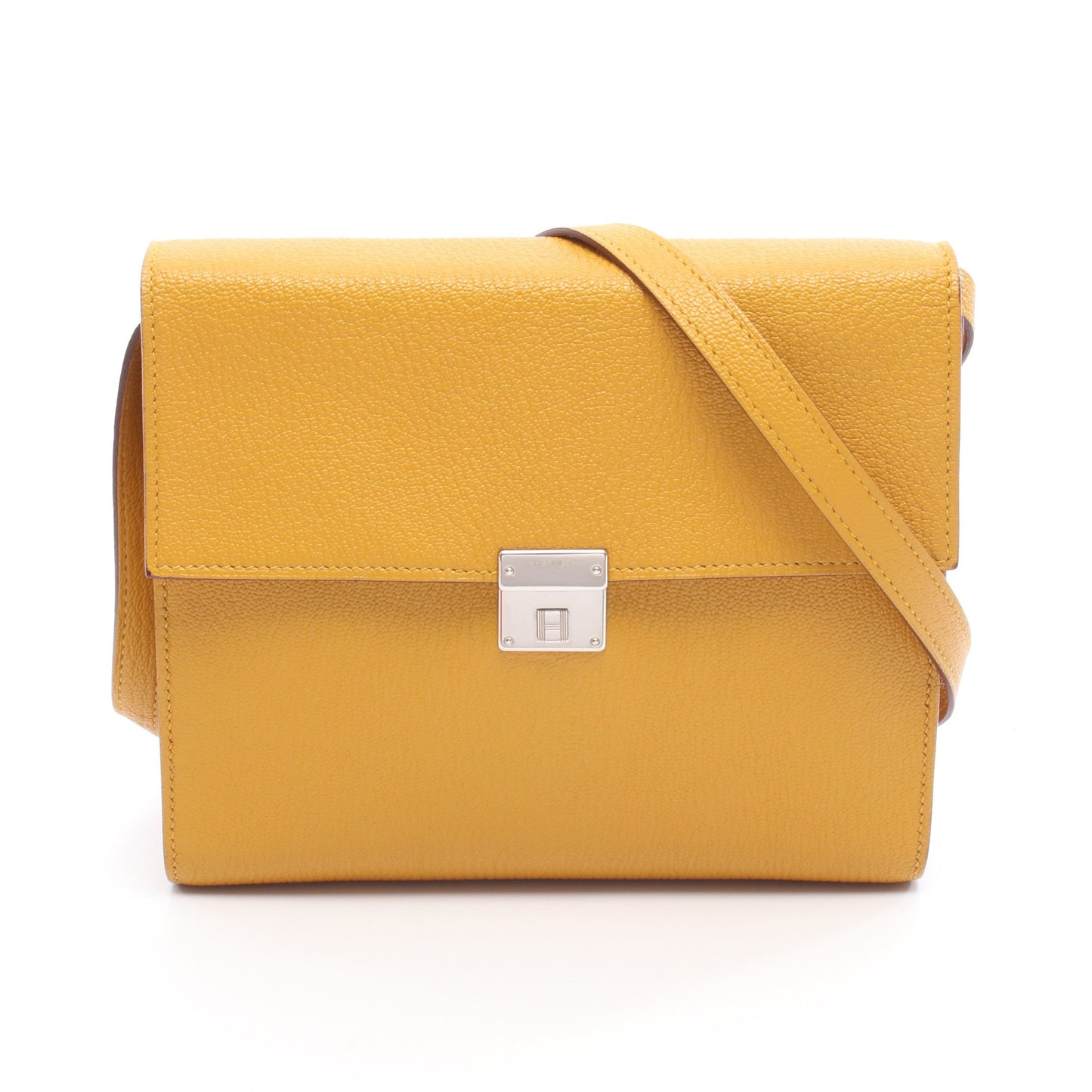 クリック16 サン ショルダーバッグ シェーブル イエロー シルバー金具 C刻印 エルメス バッグ HERMES