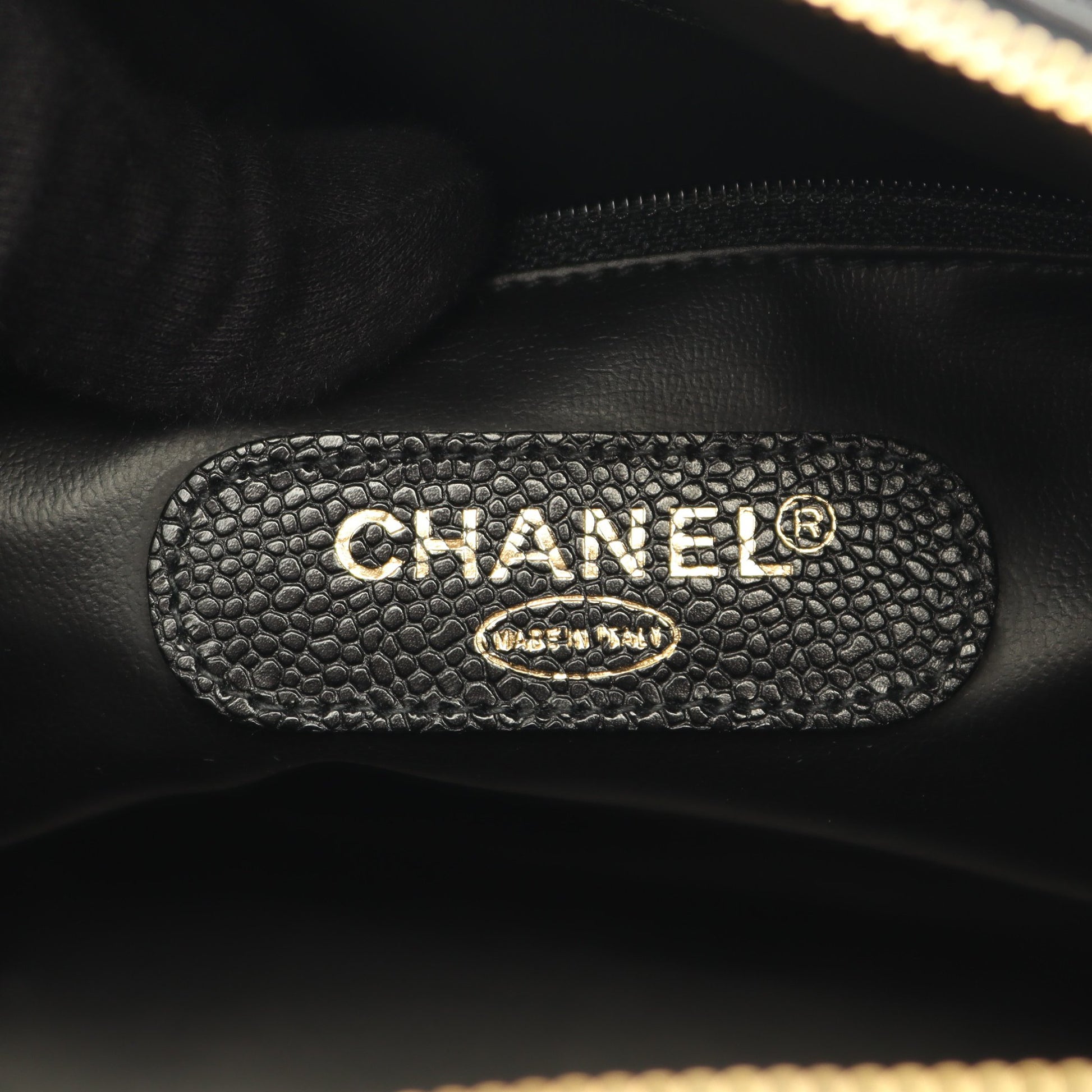 デカココマーク ハンドバッグ ミニボストンバッグ キャビアスキン ブラック ゴールド金具 2WAY シャネル バッグ CHANEL
