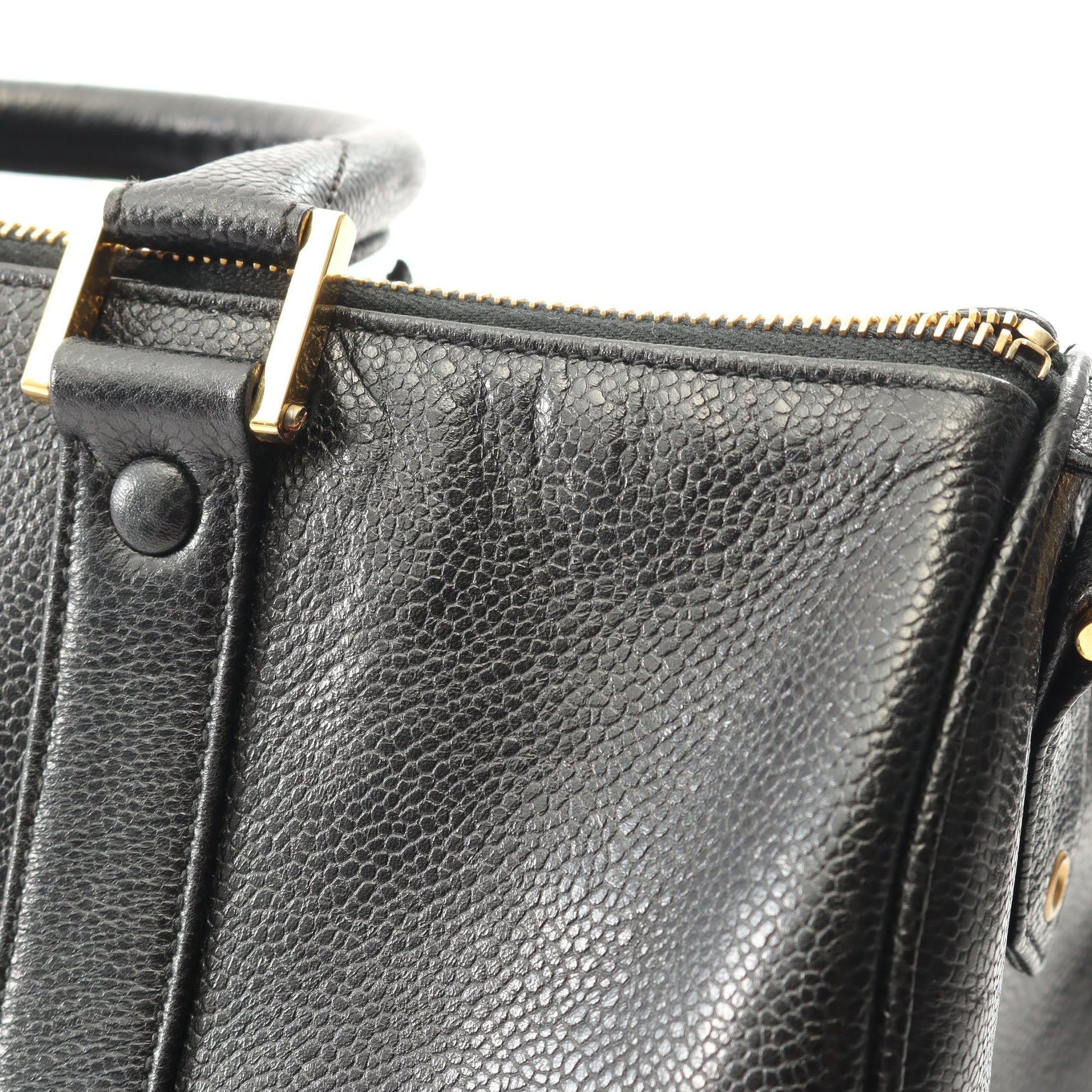 デカココマーク ハンドバッグ ミニボストンバッグ キャビアスキン ブラック ゴールド金具 2WAY シャネル バッグ CHANEL