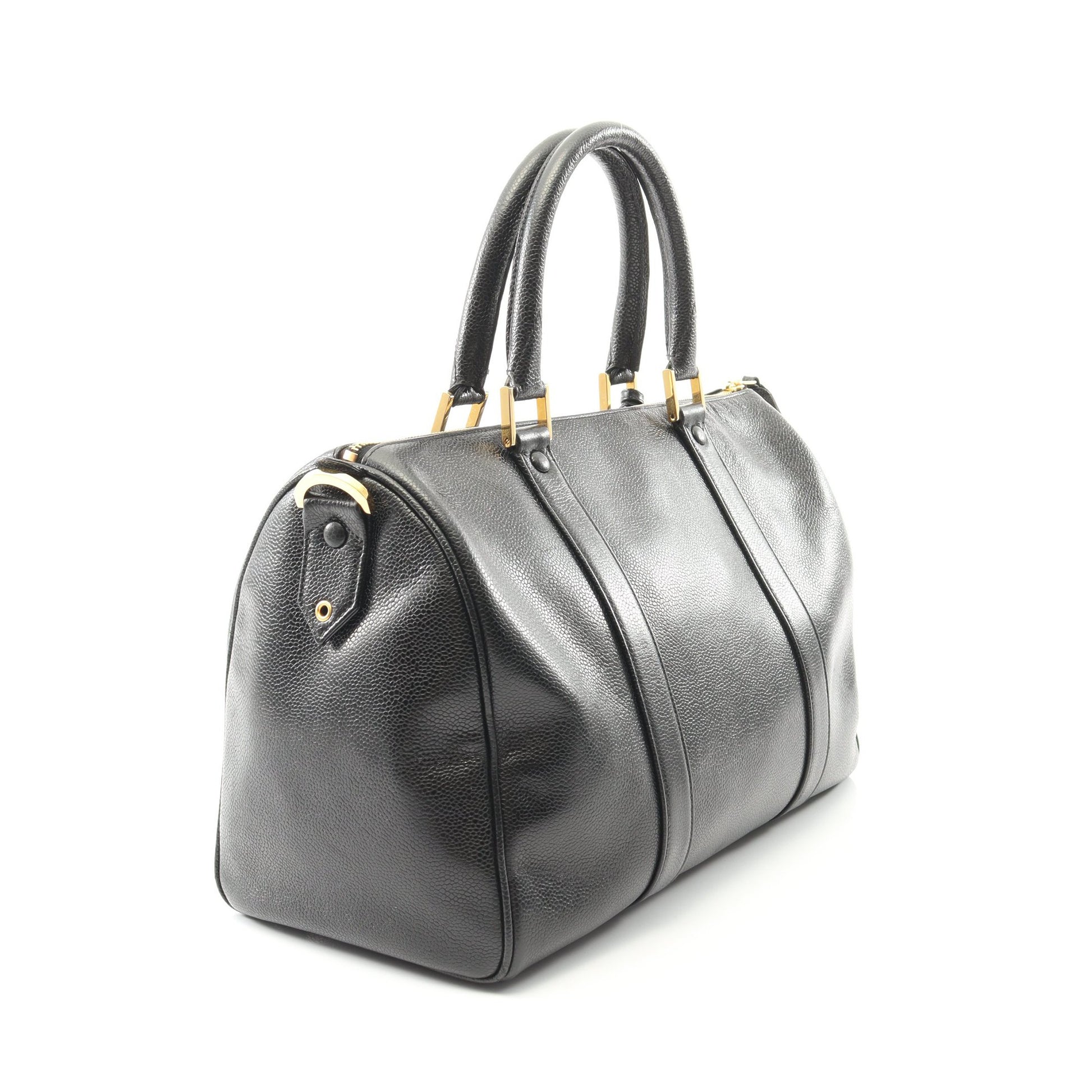 デカココマーク ハンドバッグ ミニボストンバッグ キャビアスキン ブラック ゴールド金具 2WAY シャネル バッグ CHANEL