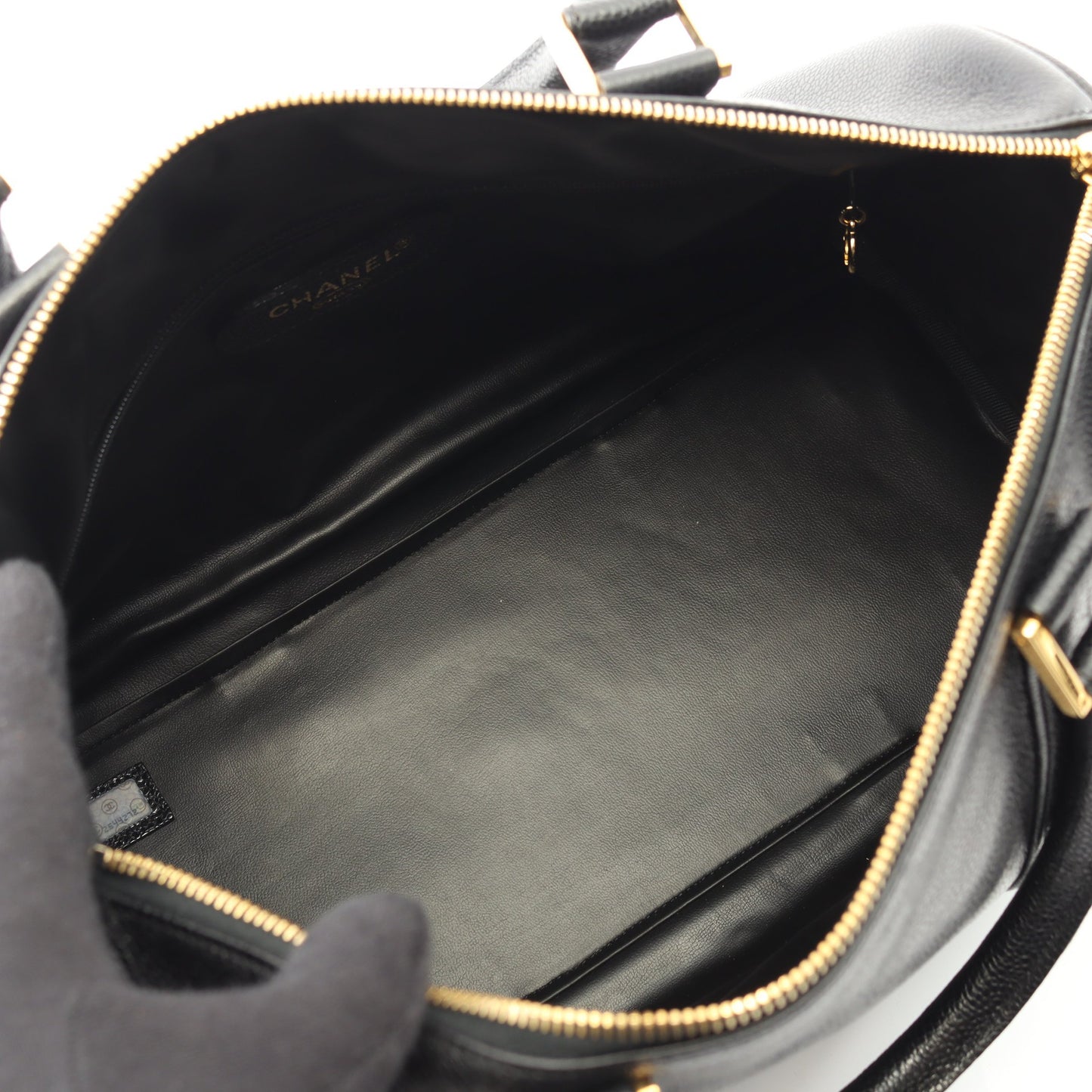 デカココマーク ハンドバッグ ミニボストンバッグ キャビアスキン ブラック ゴールド金具 2WAY シャネル バッグ CHANEL
