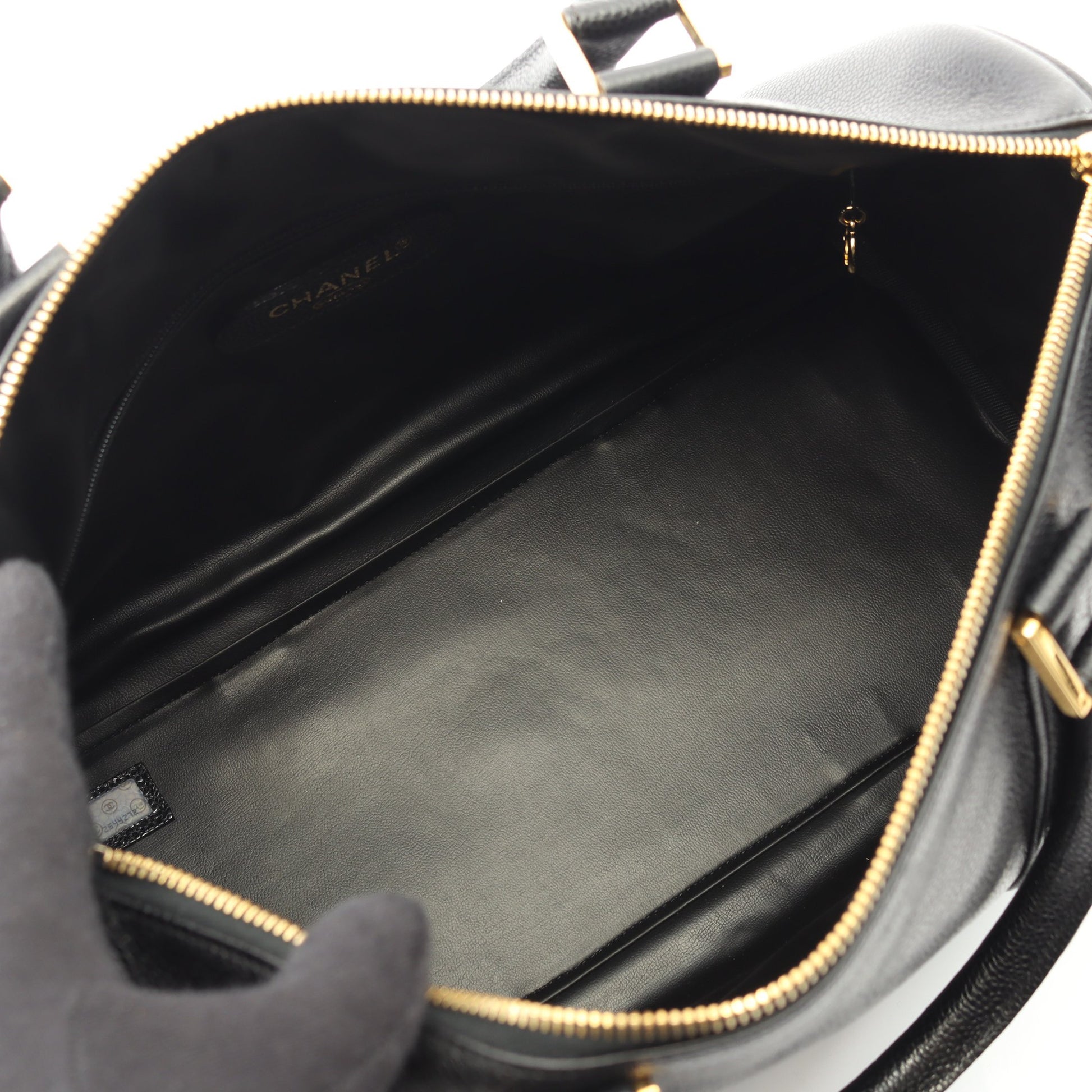 デカココマーク ハンドバッグ ミニボストンバッグ キャビアスキン ブラック ゴールド金具 2WAY シャネル バッグ CHANEL