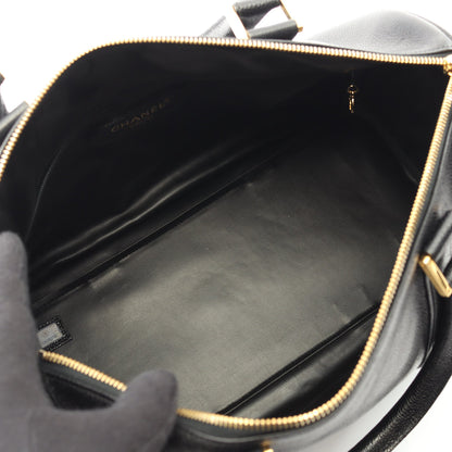 デカココマーク ハンドバッグ ミニボストンバッグ キャビアスキン ブラック ゴールド金具 2WAY シャネル バッグ CHANEL
