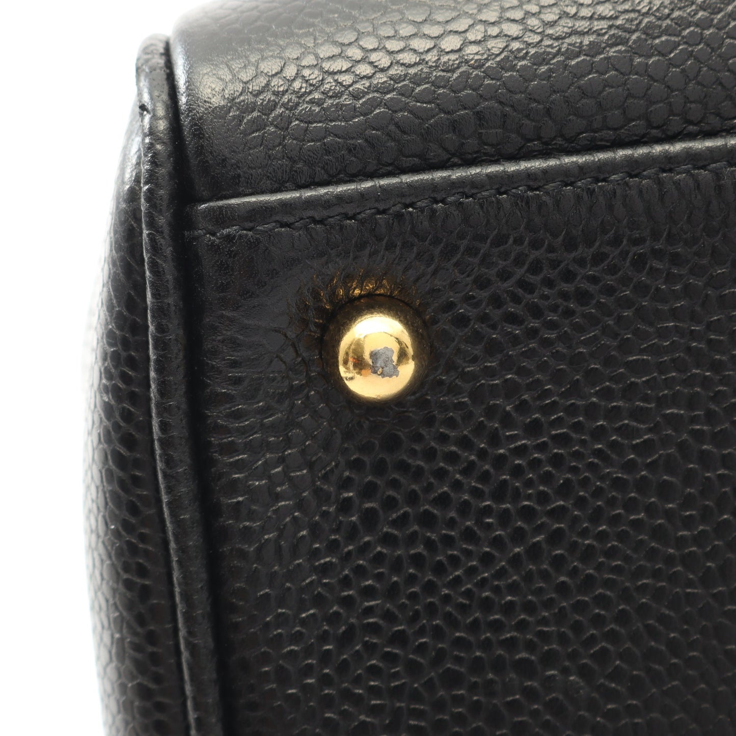 デカココマーク ハンドバッグ ミニボストンバッグ キャビアスキン ブラック ゴールド金具 2WAY シャネル バッグ CHANEL
