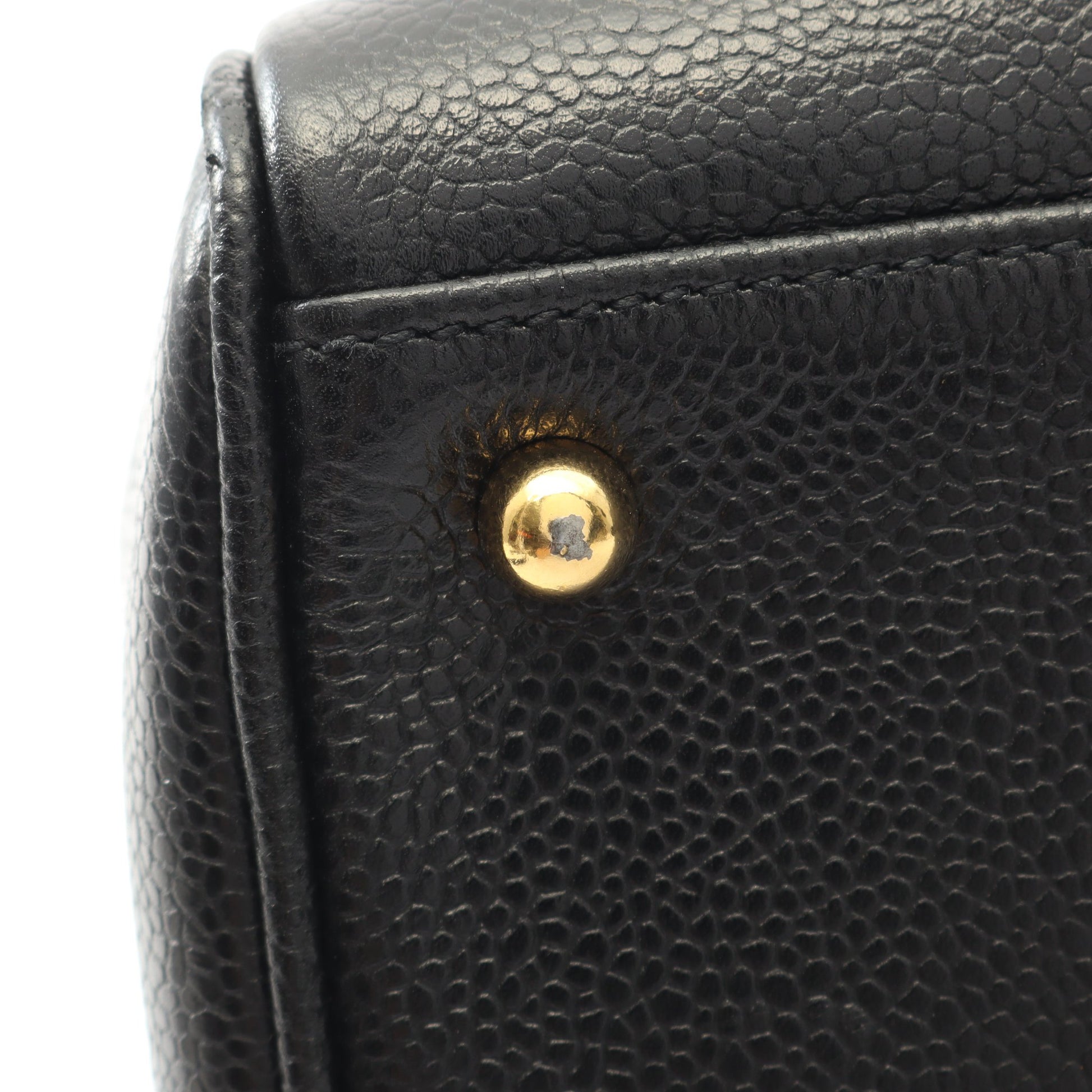 デカココマーク ハンドバッグ ミニボストンバッグ キャビアスキン ブラック ゴールド金具 2WAY シャネル バッグ CHANEL