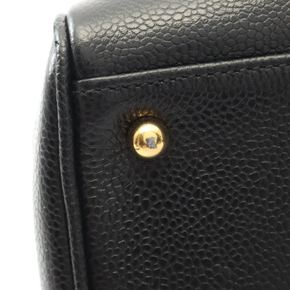 デカココマーク ハンドバッグ ミニボストンバッグ キャビアスキン ブラック ゴールド金具 2WAY シャネル バッグ CHANEL