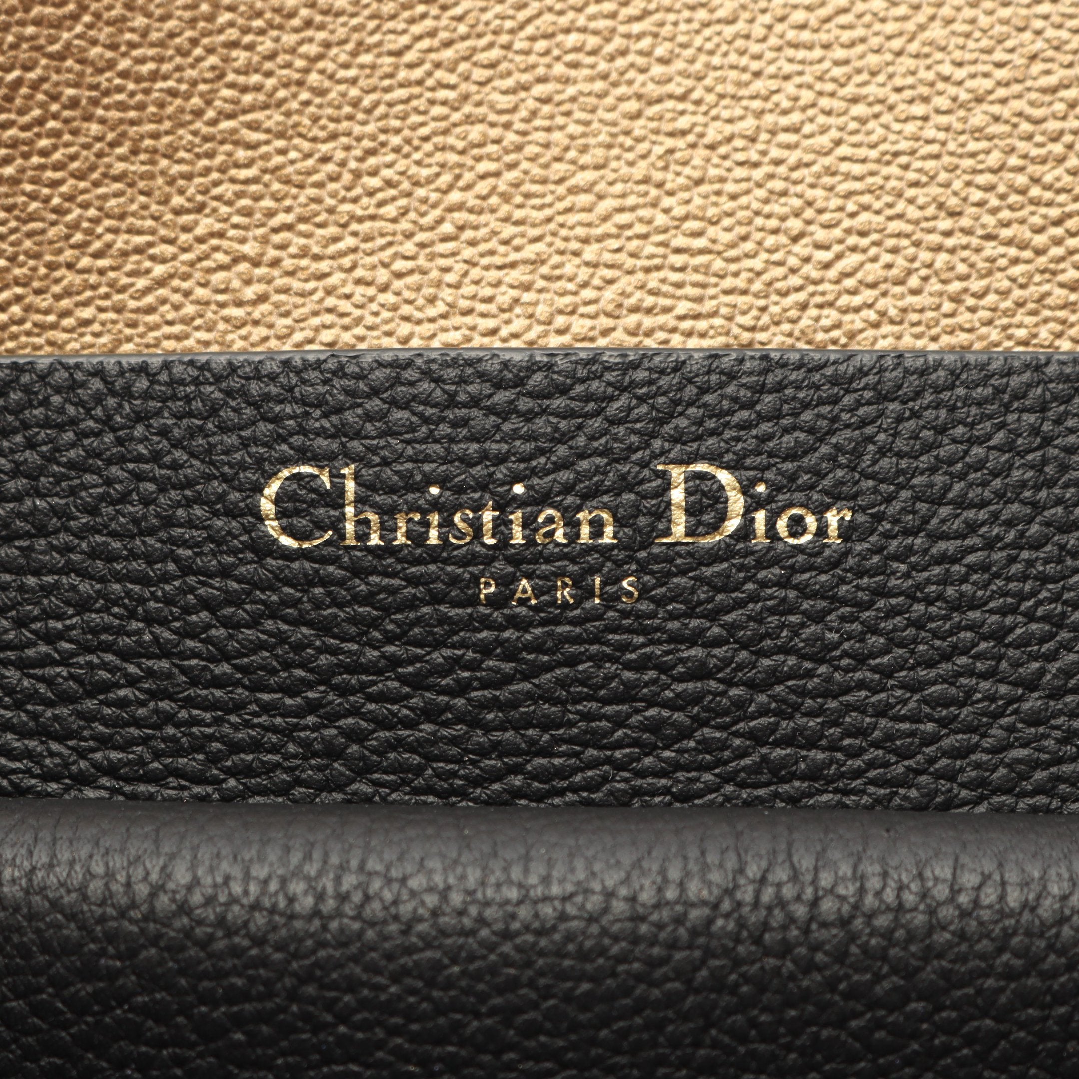 オープンバー ハンドバッグ レザー ブラック クリスチャンディオール