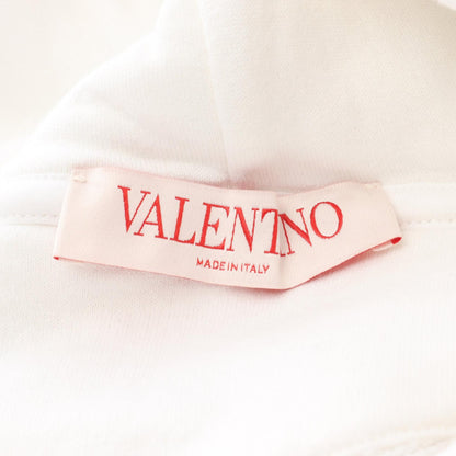 クロップド プルオーバーパーカー ロゴ スパンコール コットン ホワイト ヴァレンティノ トップス VALENTINO