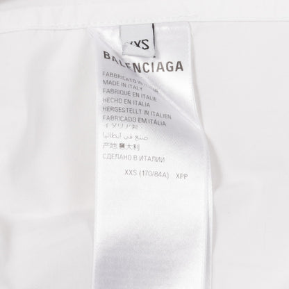 オーバーサイズ シャツ ロゴ刺繍 コットン ホワイト バレンシアガ トップス BALENCIAGA