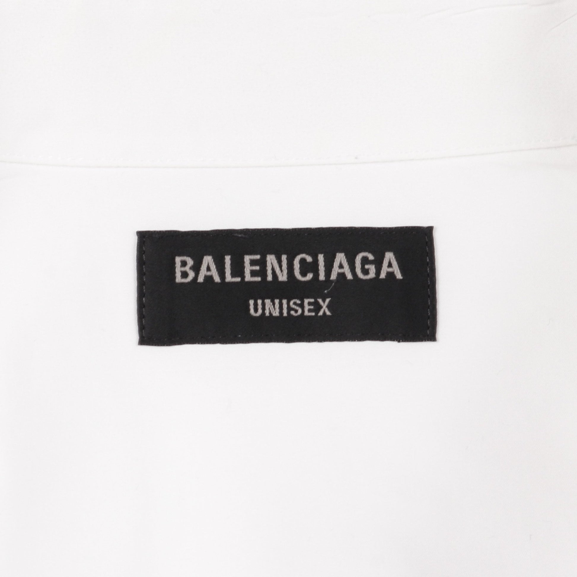 オーバーサイズ シャツ ロゴ刺繍 コットン ホワイト バレンシアガ トップス BALENCIAGA
