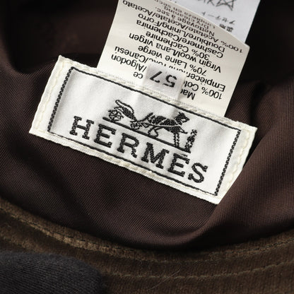 ハット ウール カシミヤ グレー ダークブラウン エルメス 財布・小物 HERMES