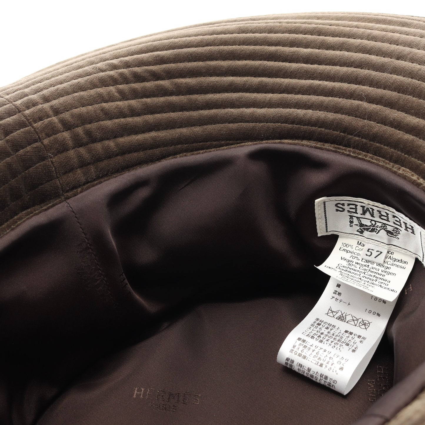 ハット ウール カシミヤ グレー ダークブラウン エルメス 財布・小物 HERMES
