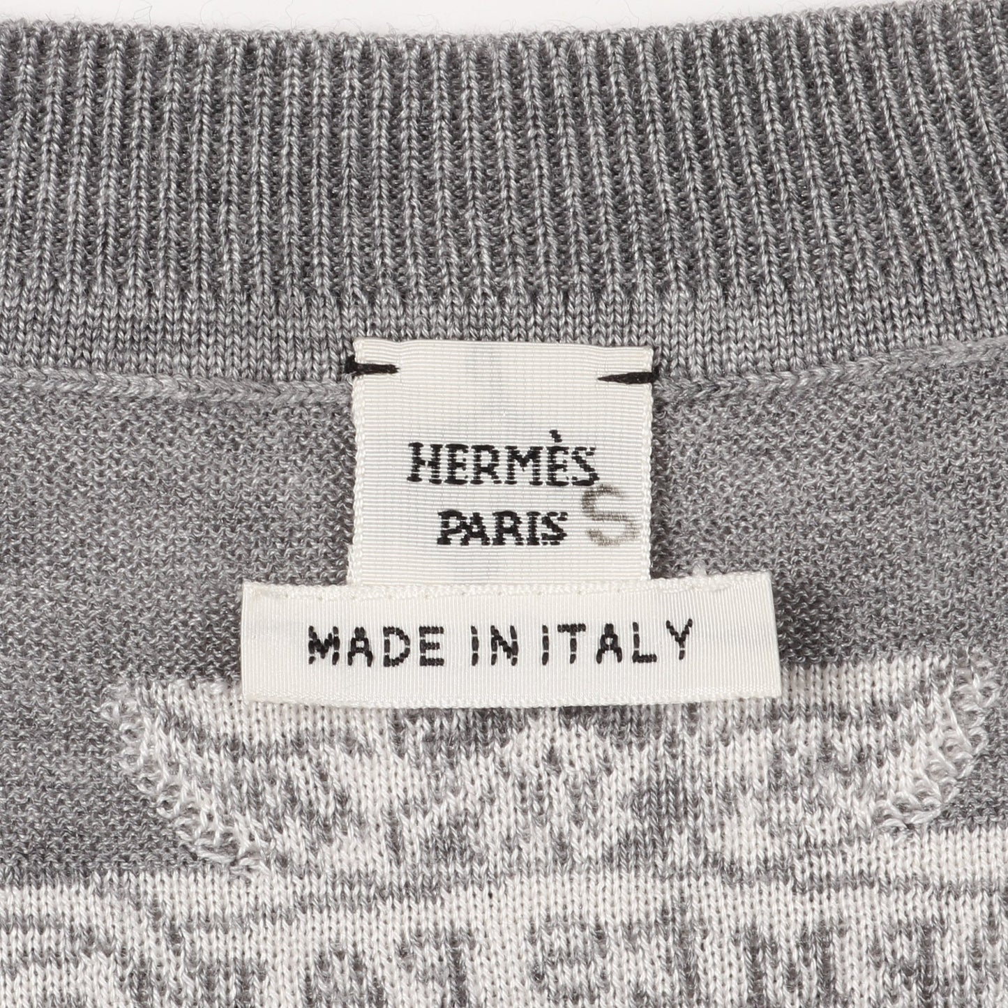 JUNGLE LOVE ニット クルーネック 半袖 カシミヤ シルク グレー ホワイト エルメス トップス HERMES