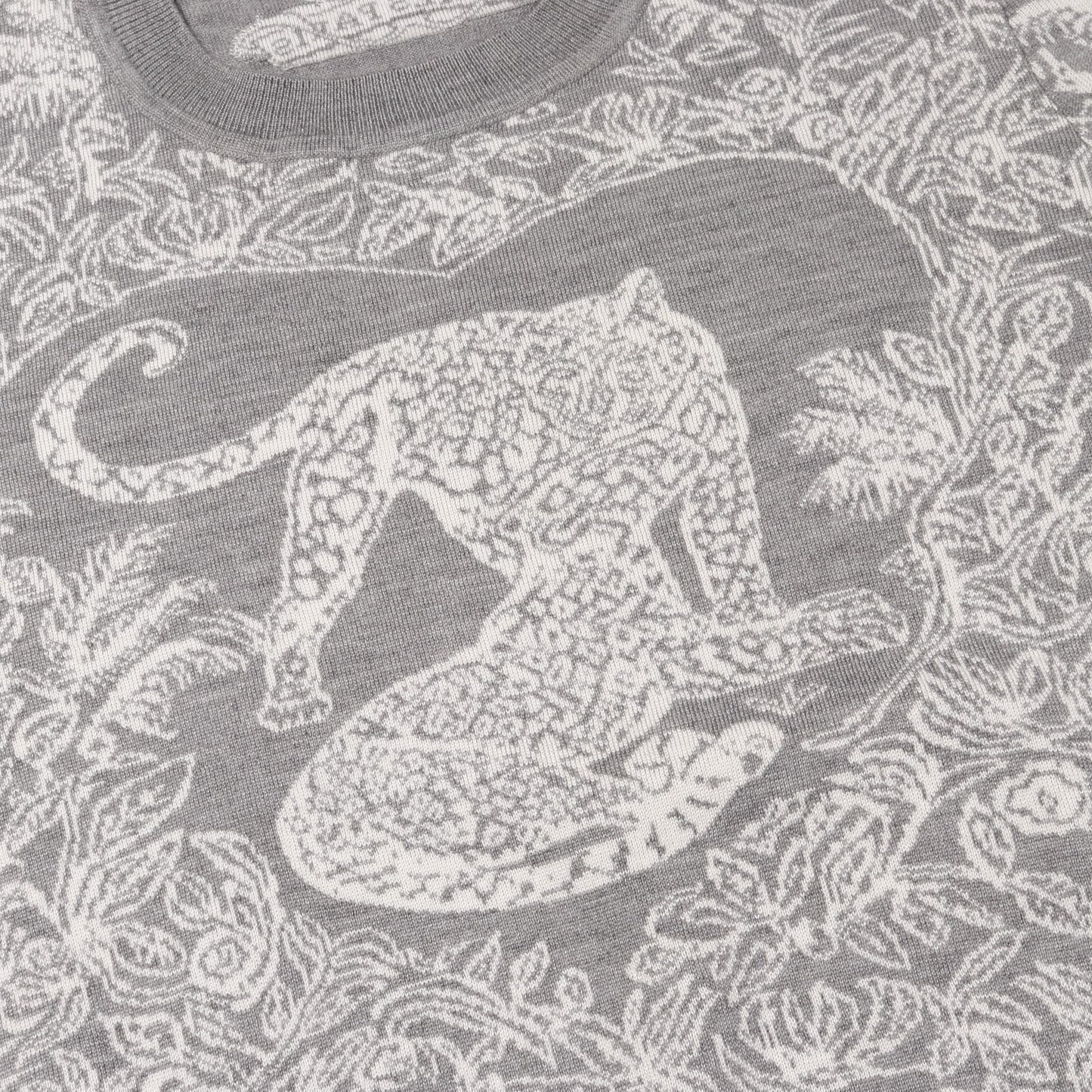 JUNGLE LOVE ニット クルーネック 半袖 カシミヤ シルク グレー ホワイト エルメス トップス HERMES