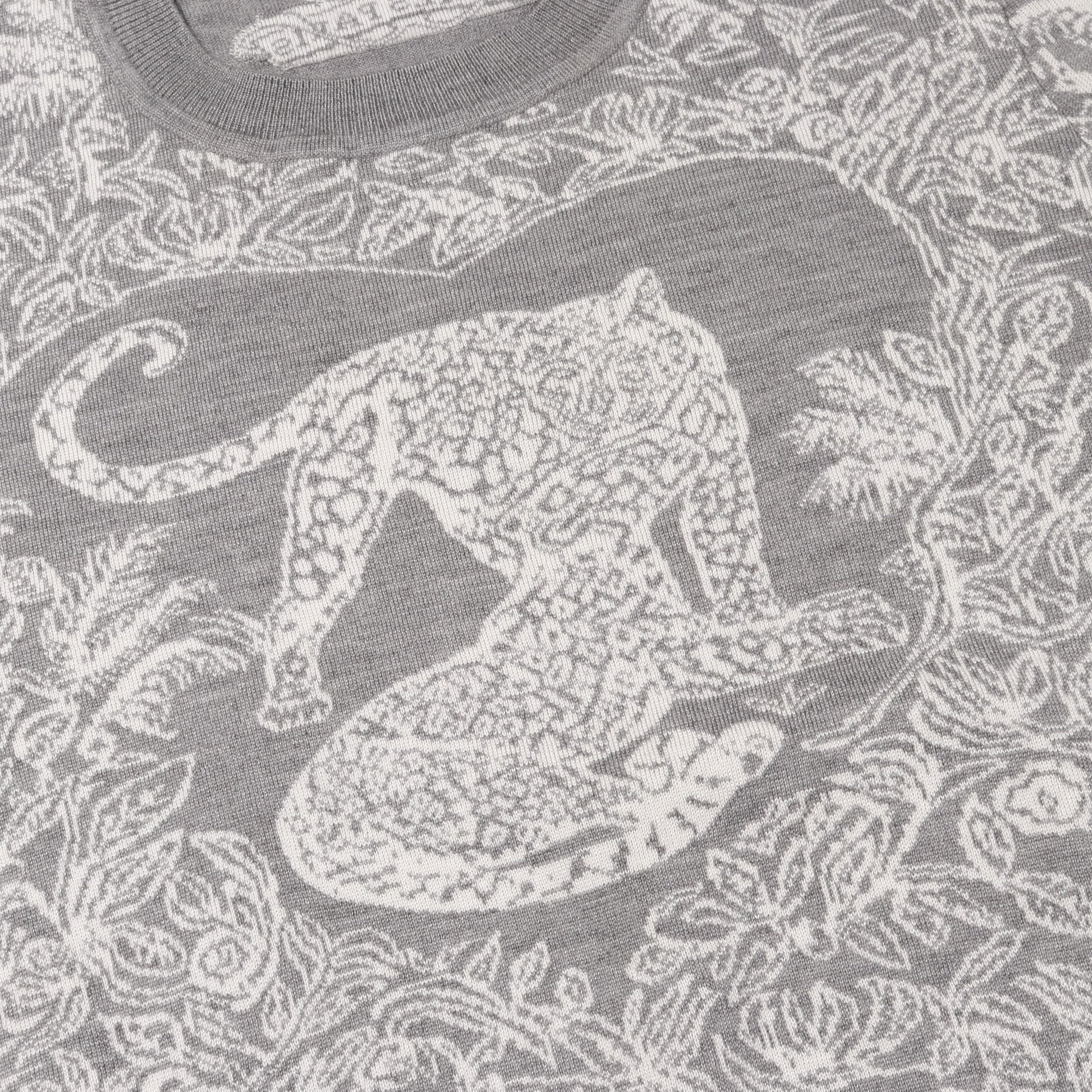 JUNGLE LOVE ニット クルーネック 半袖 カシミヤ シルク グレー ホワイト エルメス トップス HERMES