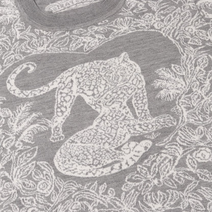 JUNGLE LOVE ニット クルーネック 半袖 カシミヤ シルク グレー ホワイト エルメス トップス HERMES